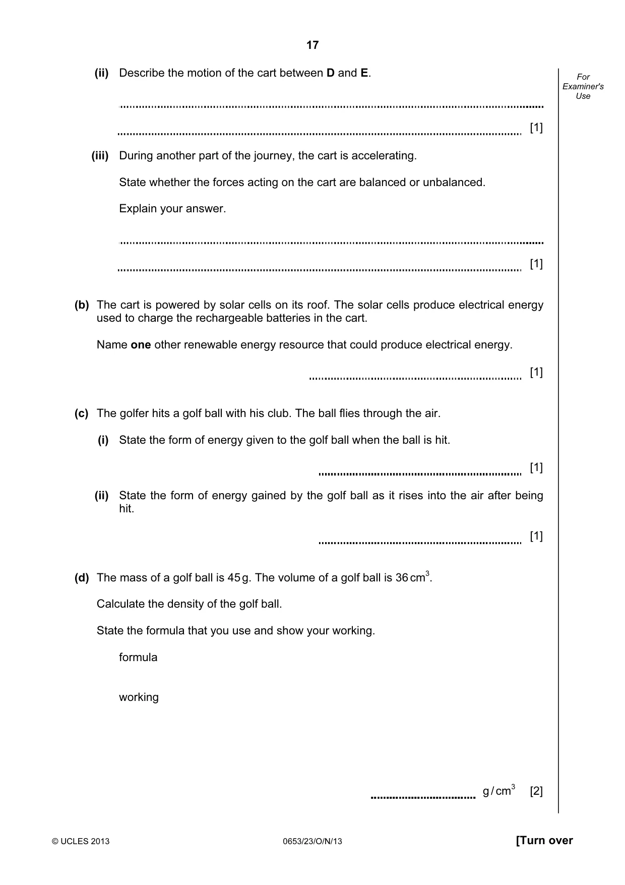 Cambridge IGCSE Science - Combined 0653 2013 Oct/Nov Paper 2 · Variant 3 question paper, page 17 of 20