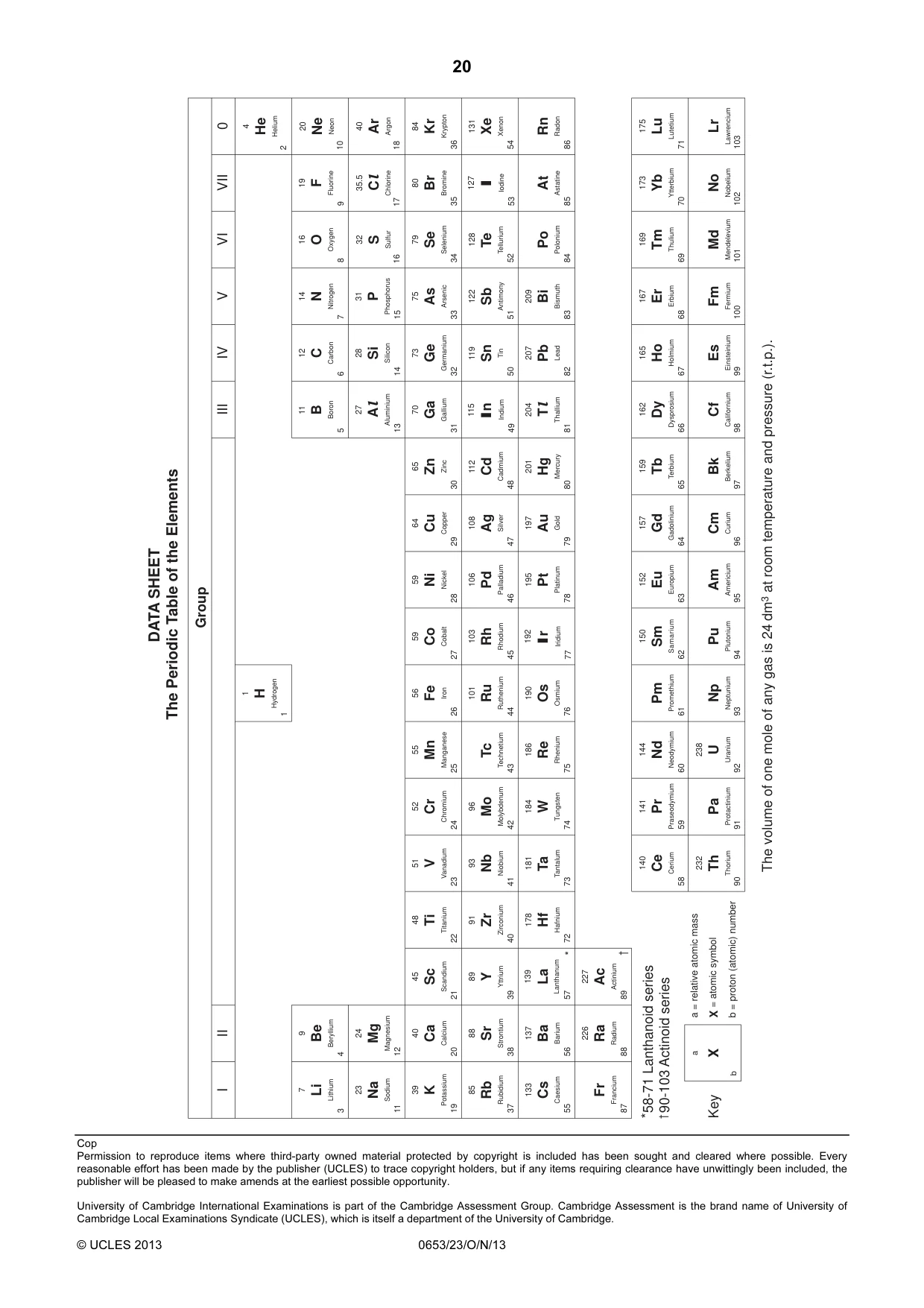Cambridge IGCSE Science - Combined 0653 2013 Oct/Nov Paper 2 · Variant 3 question paper, page 20 of 20