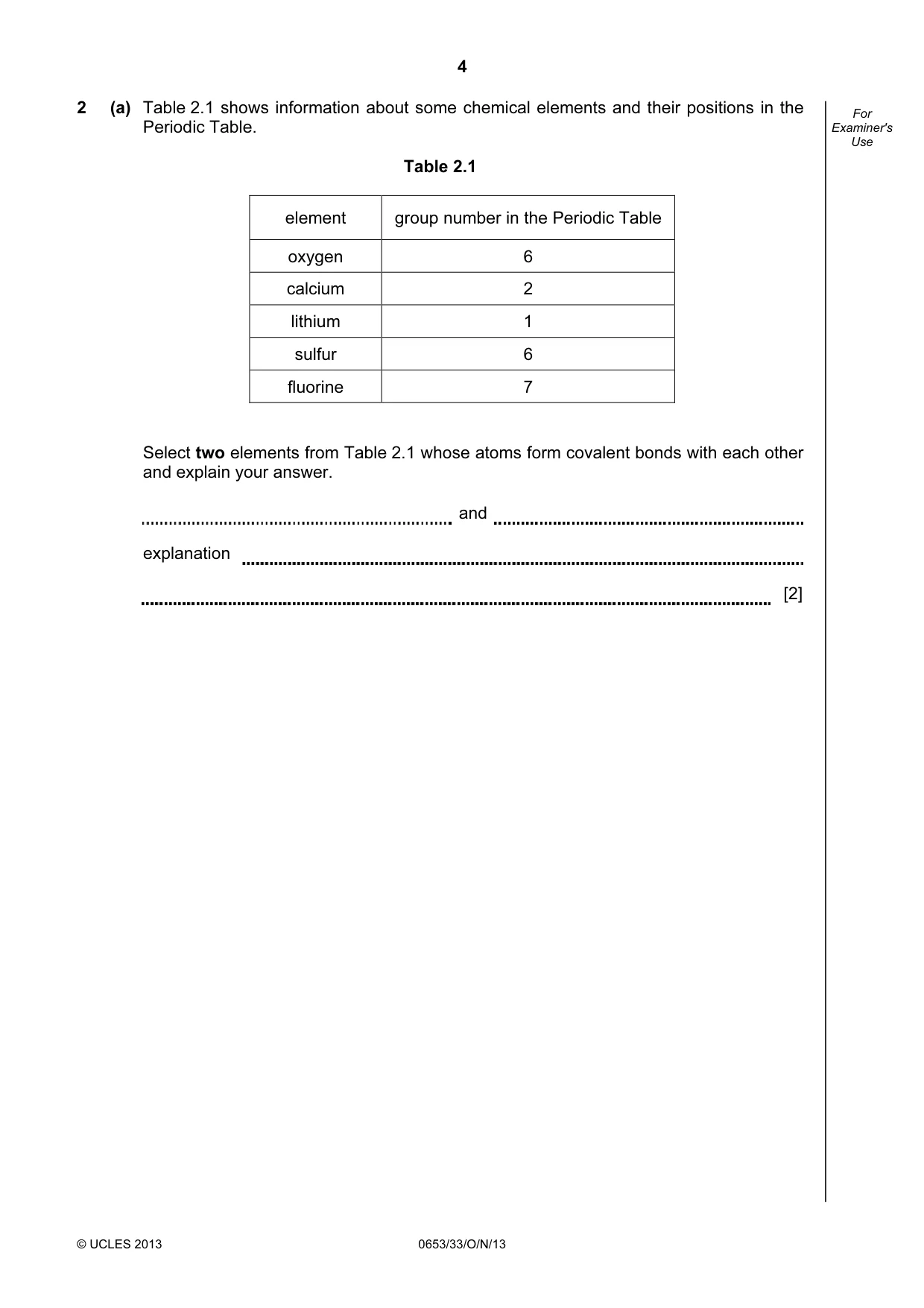 Cambridge IGCSE Science - Combined 0653 2013 Oct/Nov Paper 3 · Variant 3 question paper, page 4 of 24