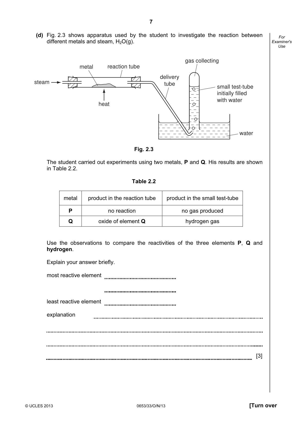 Cambridge IGCSE Science - Combined 0653 2013 Oct/Nov Paper 3 · Variant 3 question paper, page 7 of 24