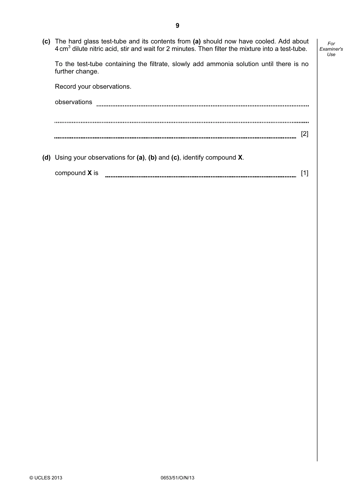 Cambridge IGCSE Science - Combined 0653 2013 Oct/Nov Paper 5 · Variant 1 question paper, page 9 of 12