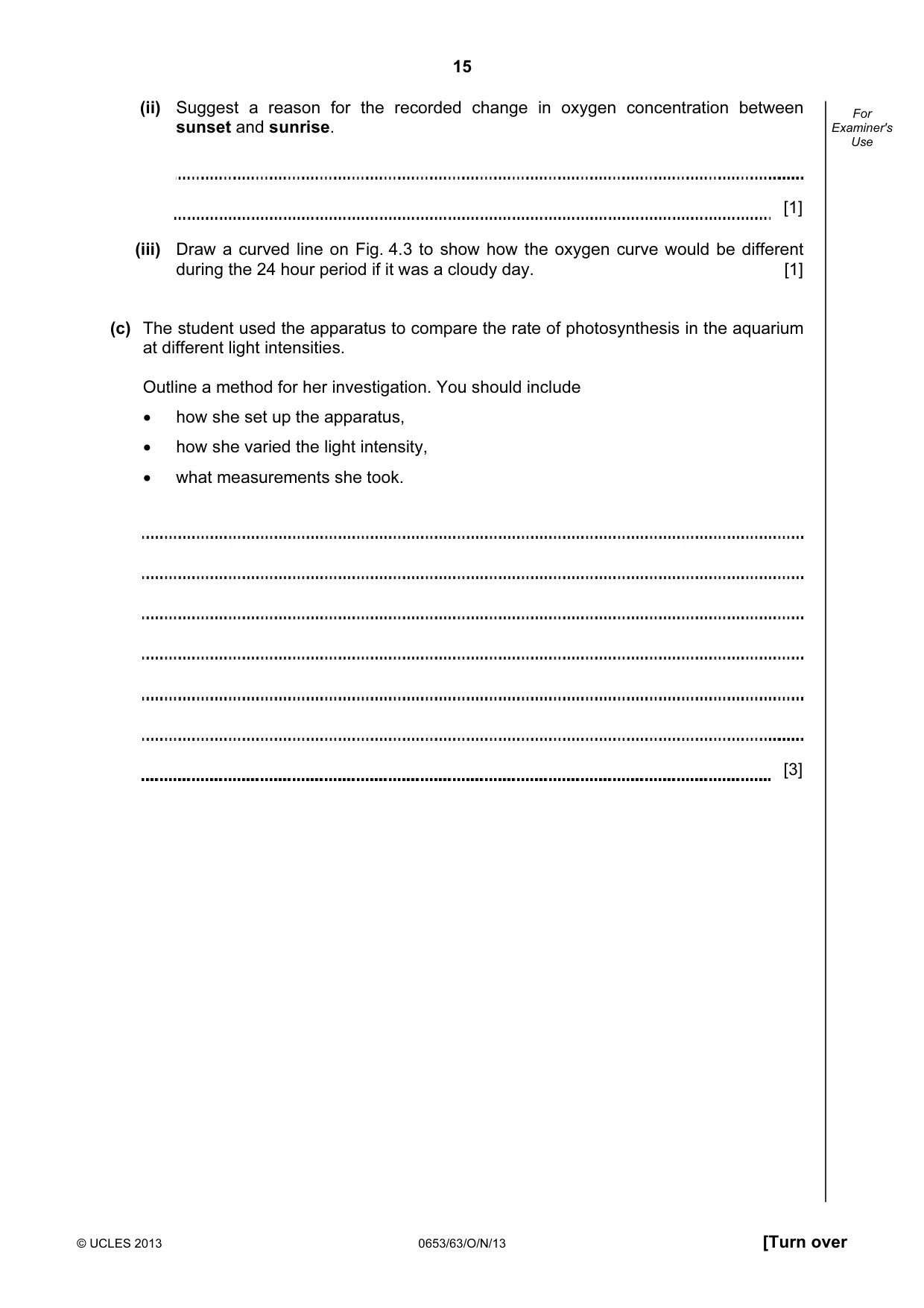 Cambridge IGCSE Science - Combined 0653 2013 Oct/Nov Paper 6 · Variant 3 question paper, page 15 of 20