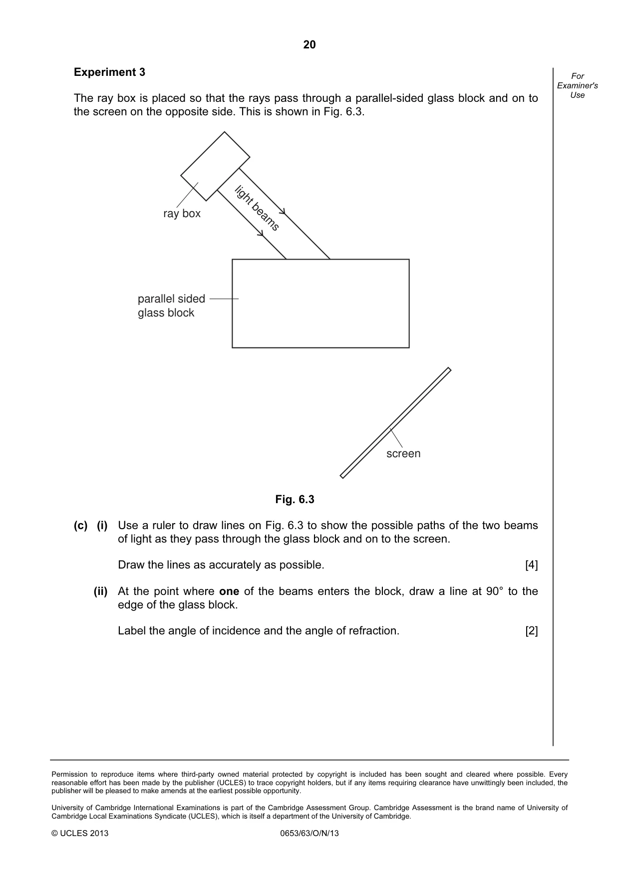 Cambridge IGCSE Science - Combined 0653 2013 Oct/Nov Paper 6 · Variant 3 question paper, page 20 of 20