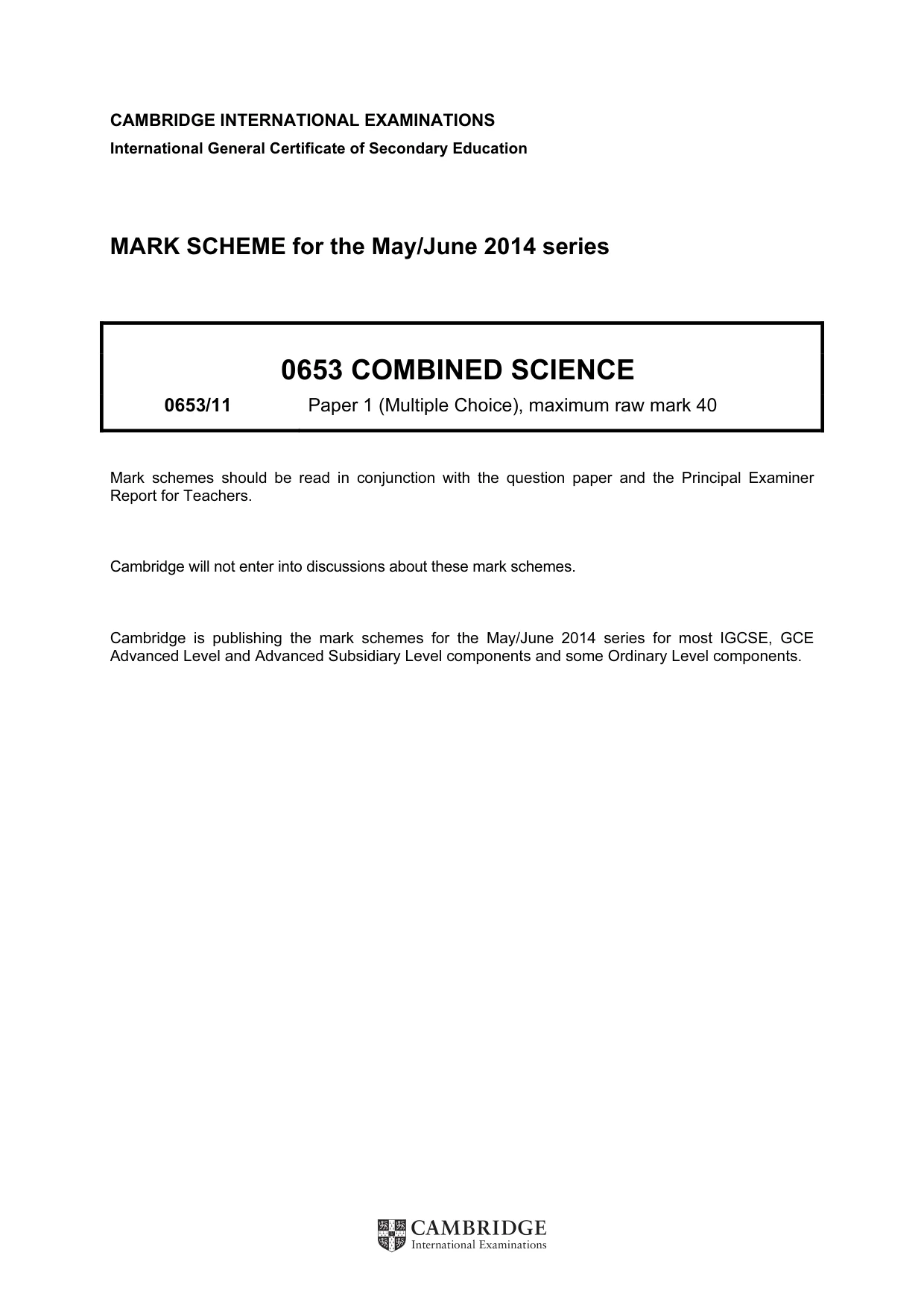 Mark scheme, page 1 of 2