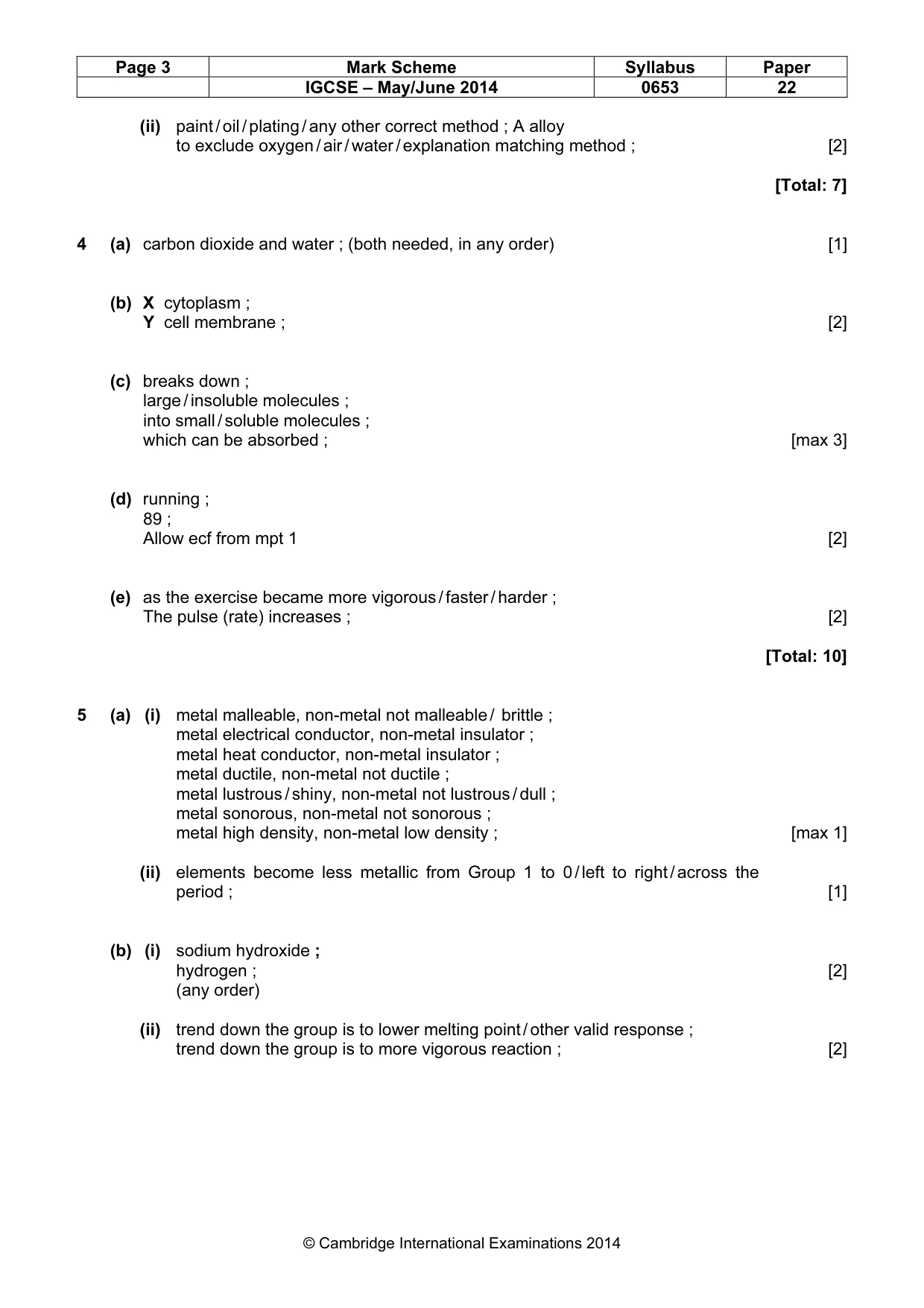 Mark scheme, page 3 of 6
