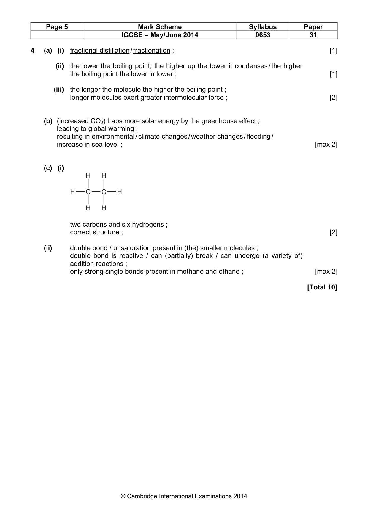 Mark scheme, page 5 of 10