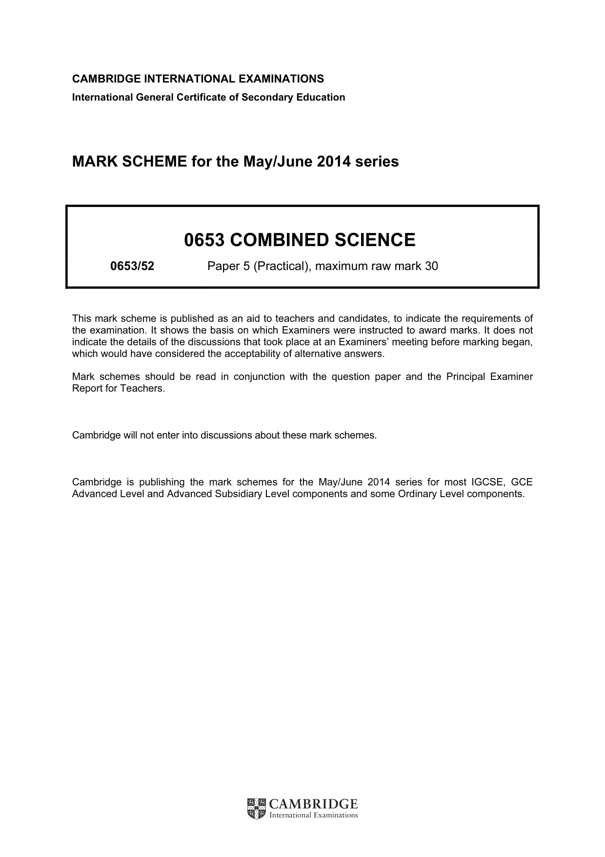 Mark scheme, page 1 of 3