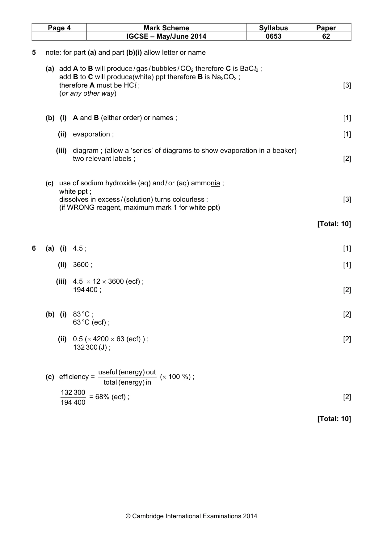 Mark scheme, page 4 of 4