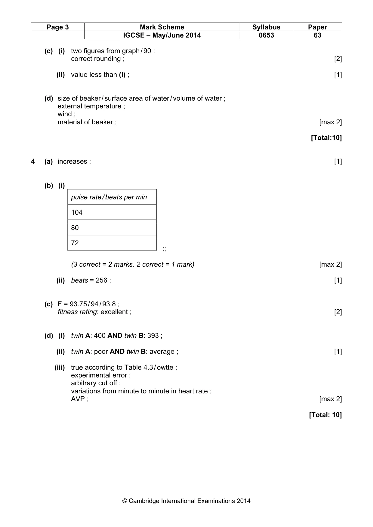 Mark scheme, page 3 of 4