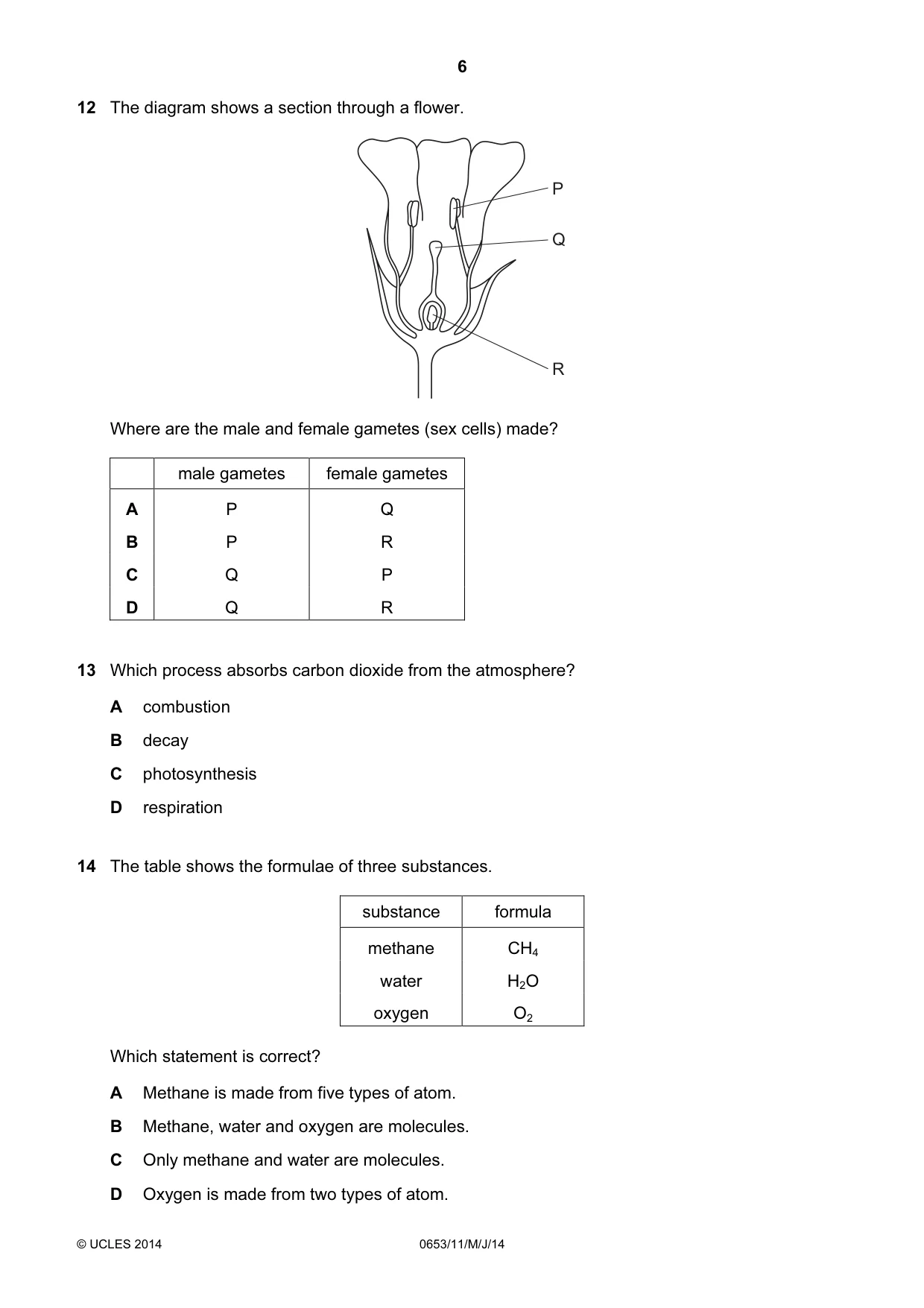 Cambridge IGCSE Science - Combined 0653 2014 May/June Paper 1 · Variant 1 question paper, page 6 of 20