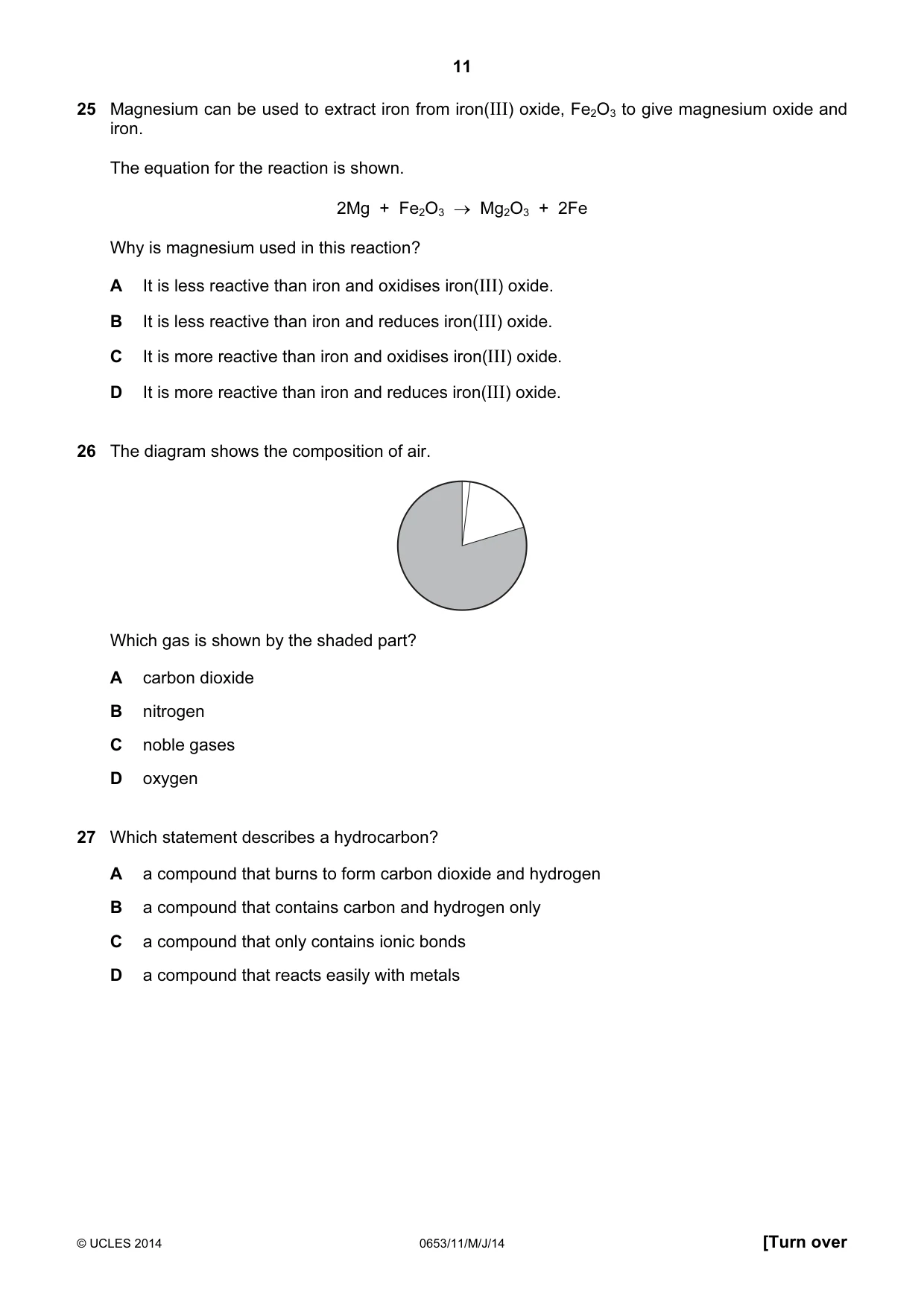 Cambridge IGCSE Science - Combined 0653 2014 May/June Paper 1 · Variant 1 question paper, page 11 of 20