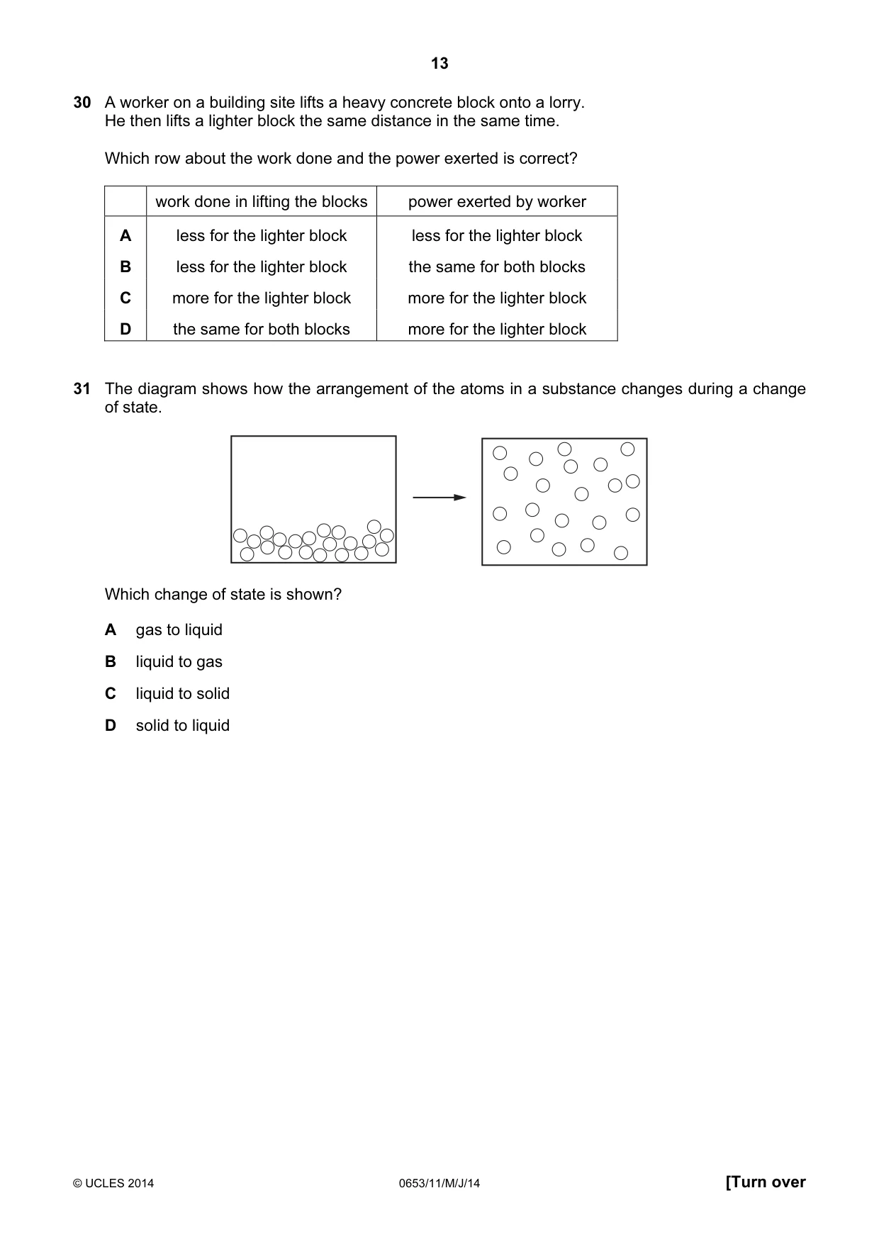 Cambridge IGCSE Science - Combined 0653 2014 May/June Paper 1 · Variant 1 question paper, page 13 of 20