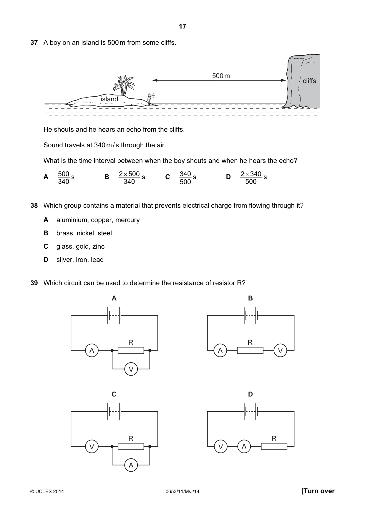 Cambridge IGCSE Science - Combined 0653 2014 May/June Paper 1 · Variant 1 question paper, page 17 of 20