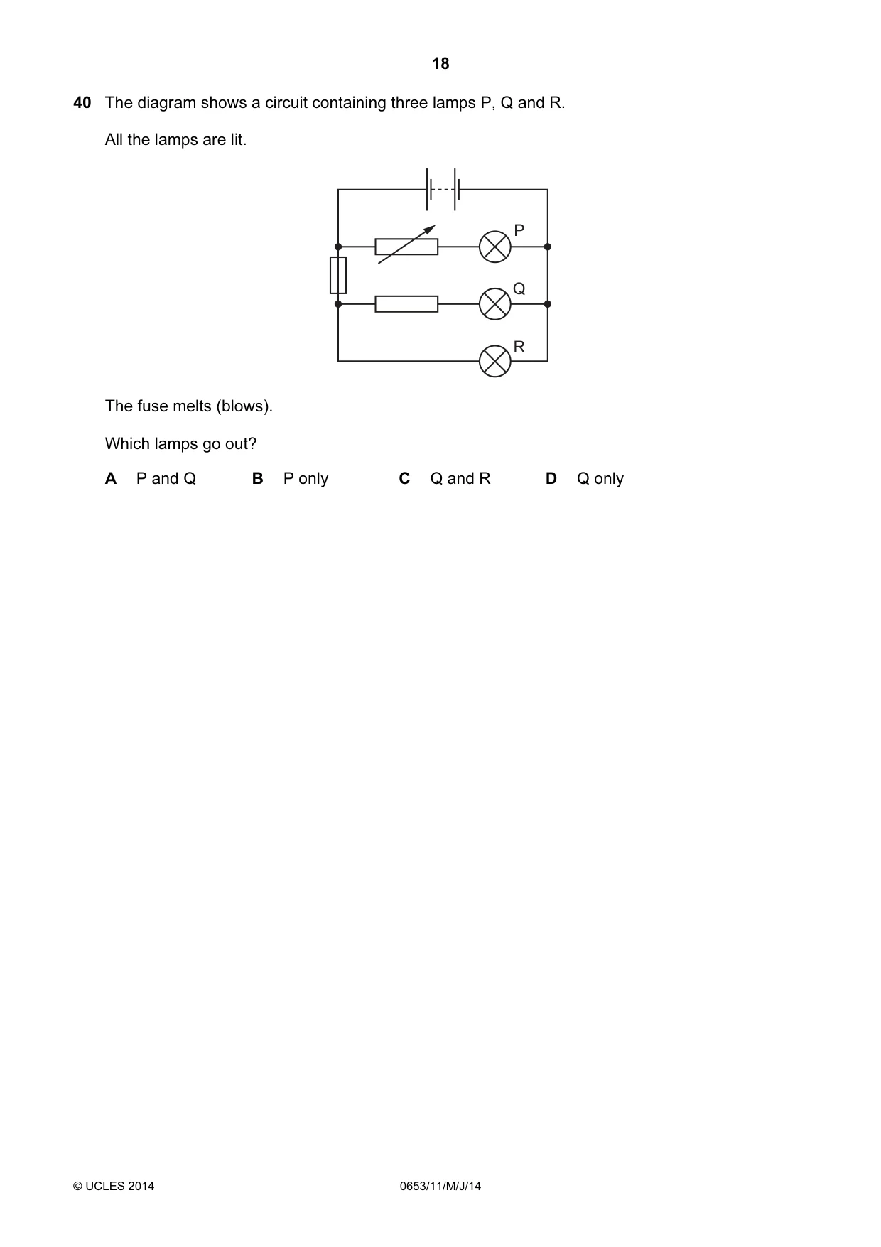 Cambridge IGCSE Science - Combined 0653 2014 May/June Paper 1 · Variant 1 question paper, page 18 of 20