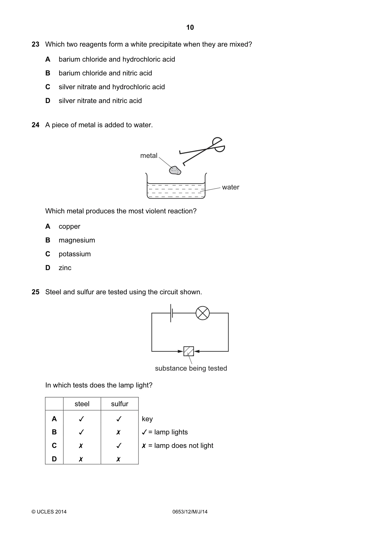 Cambridge IGCSE Science - Combined 0653 2014 May/June Paper 1 · Variant 2 question paper, page 10 of 20