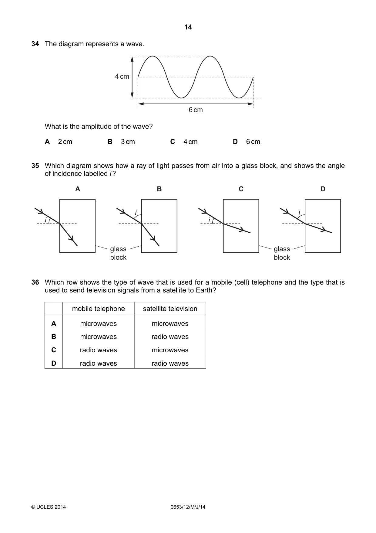 Cambridge IGCSE Science - Combined 0653 2014 May/June Paper 1 · Variant 2 question paper, page 14 of 20