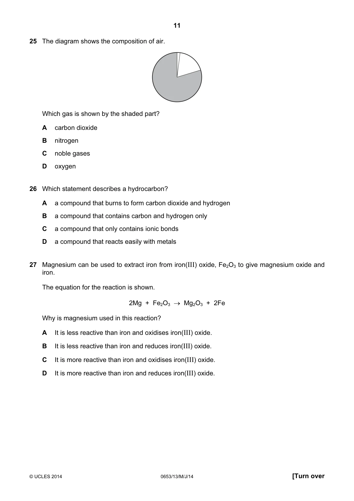 Cambridge IGCSE Science - Combined 0653 2014 May/June Paper 1 · Variant 3 question paper, page 11 of 20