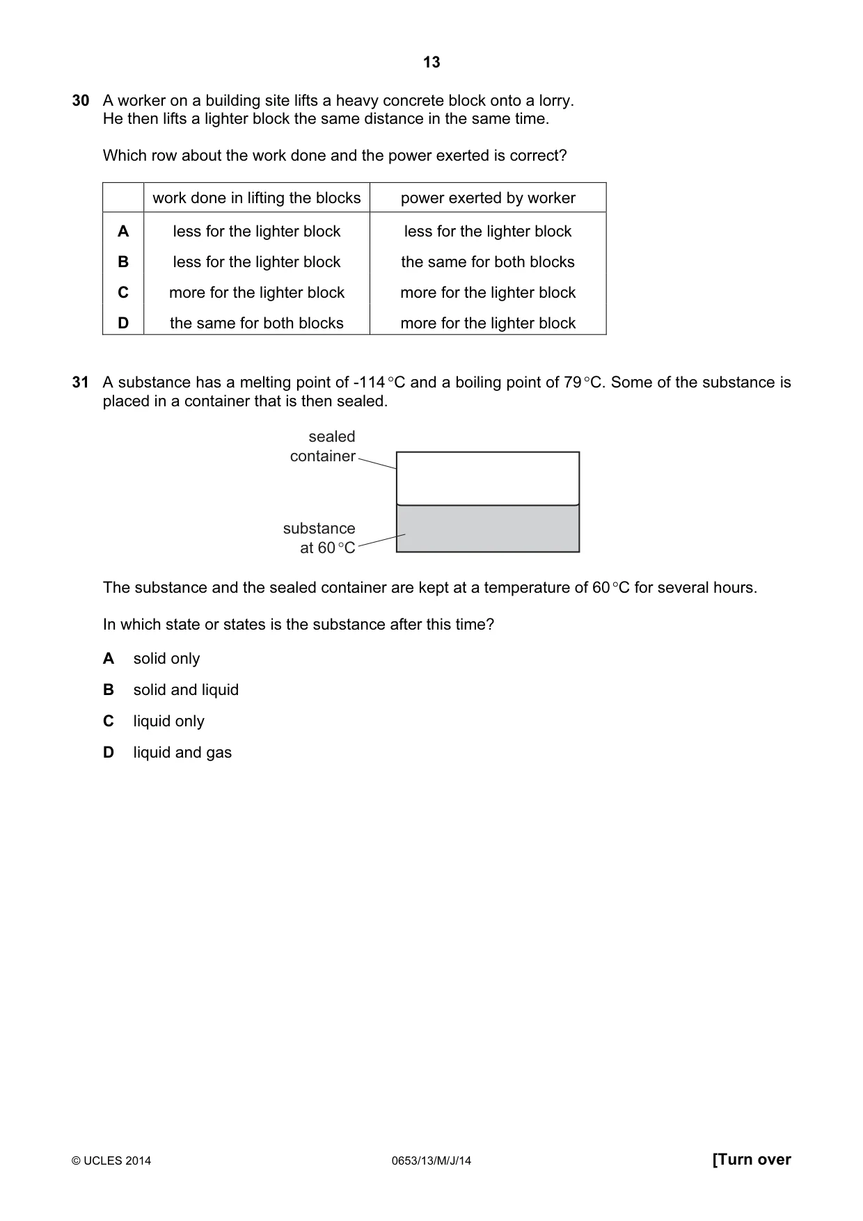 Cambridge IGCSE Science - Combined 0653 2014 May/June Paper 1 · Variant 3 question paper, page 13 of 20