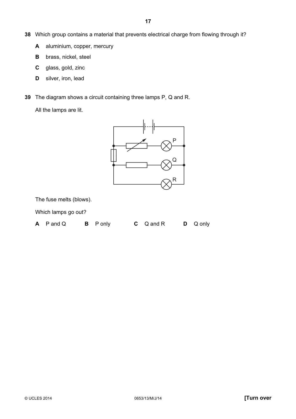 Cambridge IGCSE Science - Combined 0653 2014 May/June Paper 1 · Variant 3 question paper, page 17 of 20