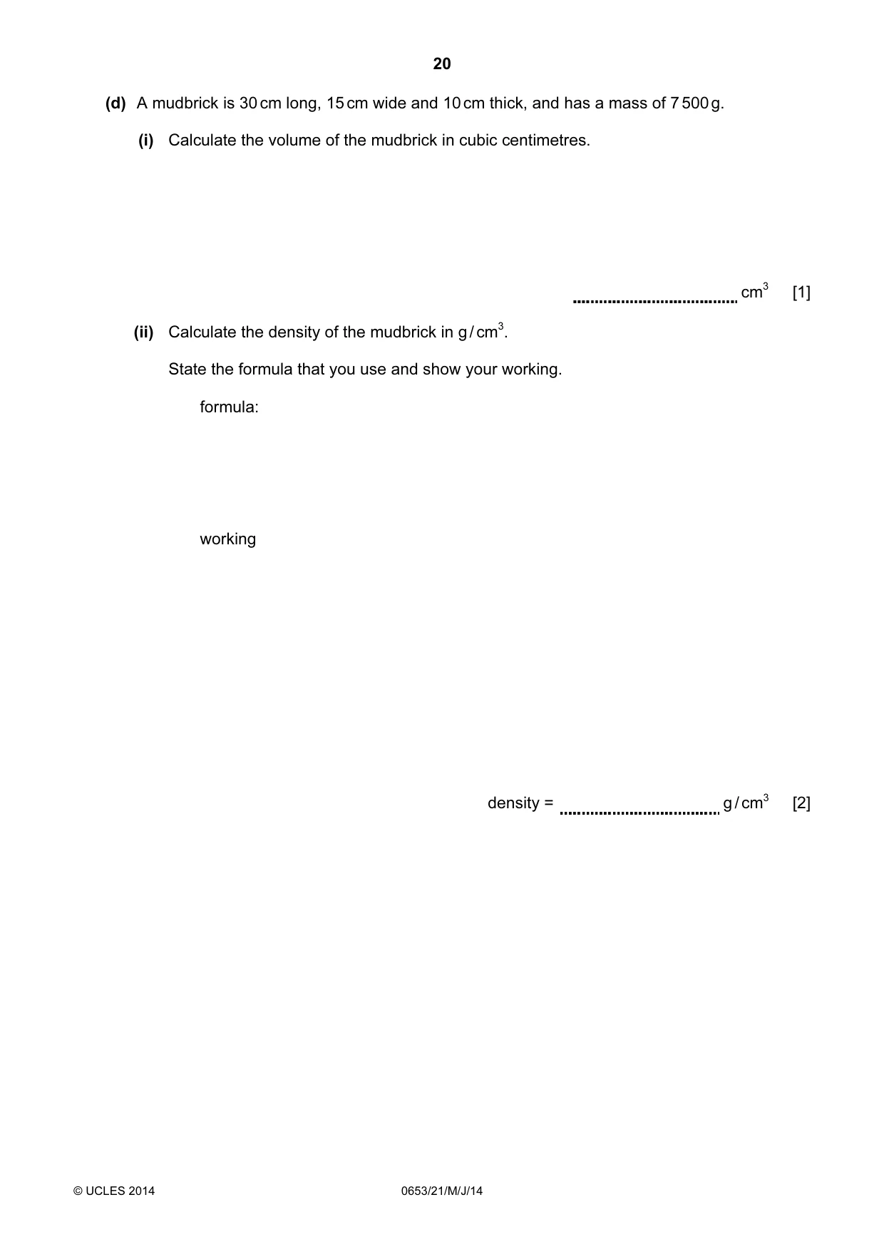 Cambridge IGCSE Science - Combined 0653 2014 May/June Paper 2 · Variant 1 question paper, page 20 of 24