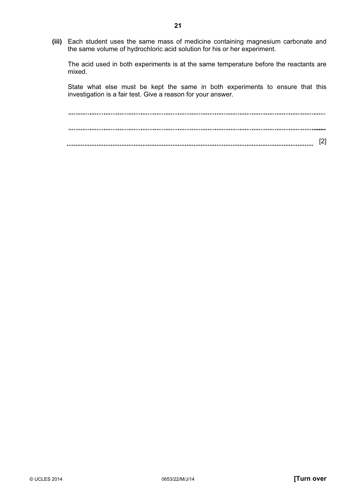 Cambridge IGCSE Science - Combined 0653 2014 May/June Paper 2 · Variant 2 question paper, page 21 of 28