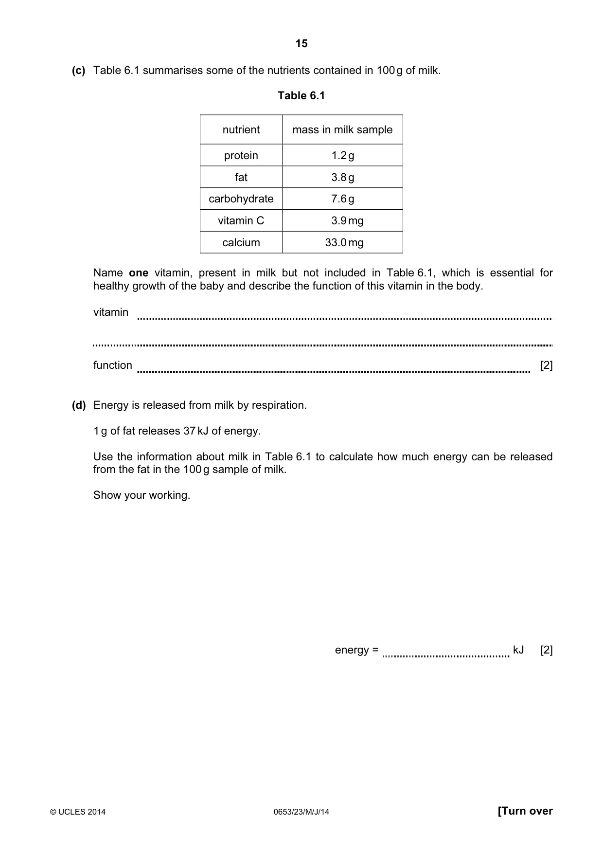 Cambridge IGCSE Science - Combined 0653 2014 May/June Paper 2 · Variant 3 question paper, page 15 of 24