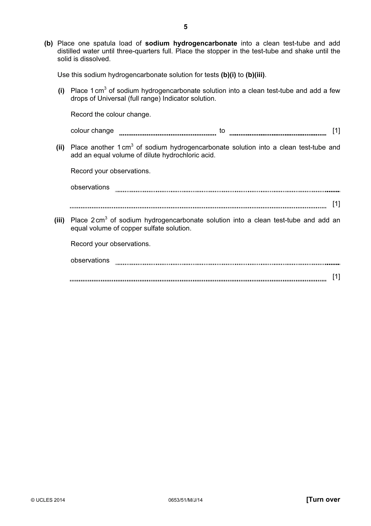 Cambridge IGCSE Science - Combined 0653 2014 May/June Paper 5 · Variant 1 question paper, page 5 of 12
