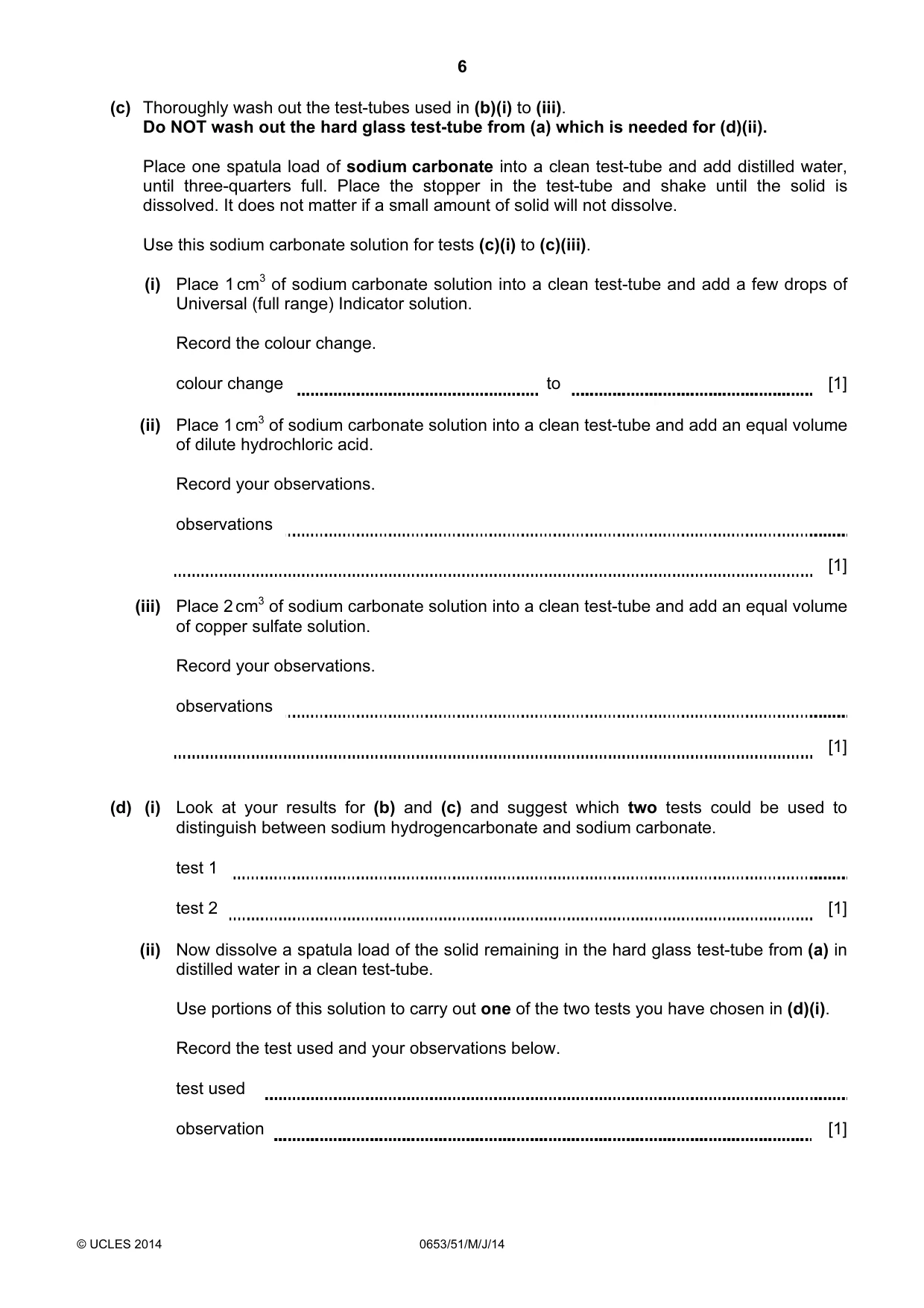 Cambridge IGCSE Science - Combined 0653 2014 May/June Paper 5 · Variant 1 question paper, page 6 of 12