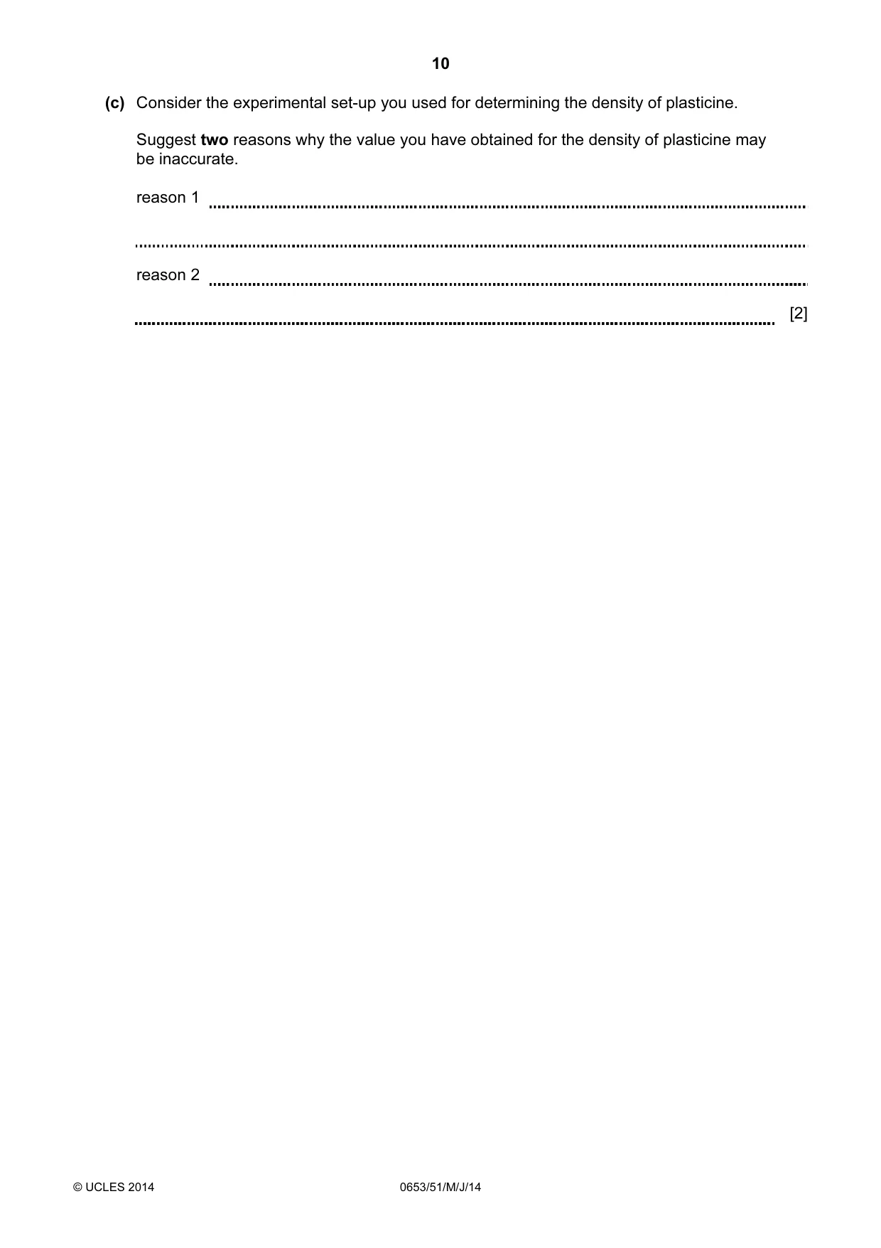 Cambridge IGCSE Science - Combined 0653 2014 May/June Paper 5 · Variant 1 question paper, page 10 of 12