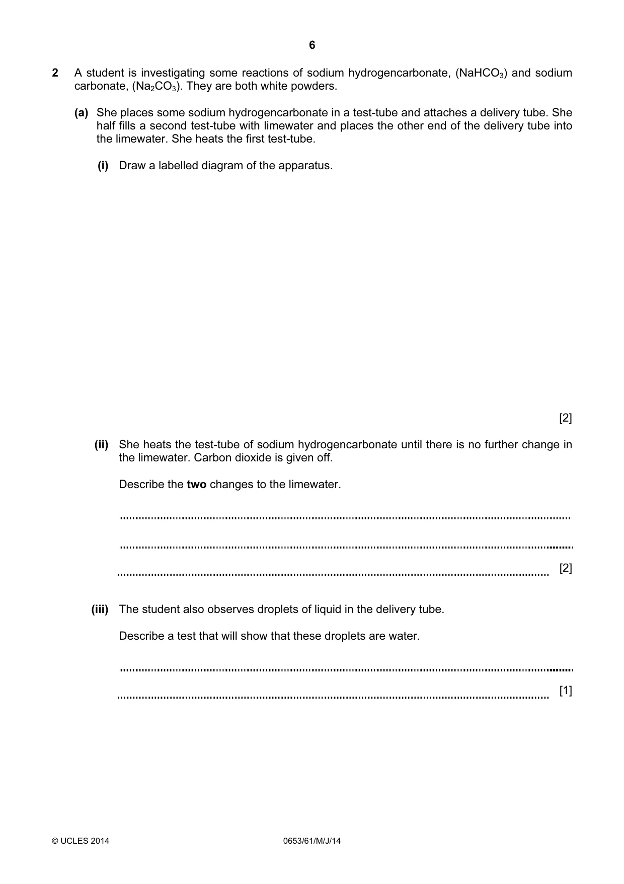 Cambridge IGCSE Science - Combined 0653 2014 May/June Paper 6 · Variant 1 question paper, page 6 of 20