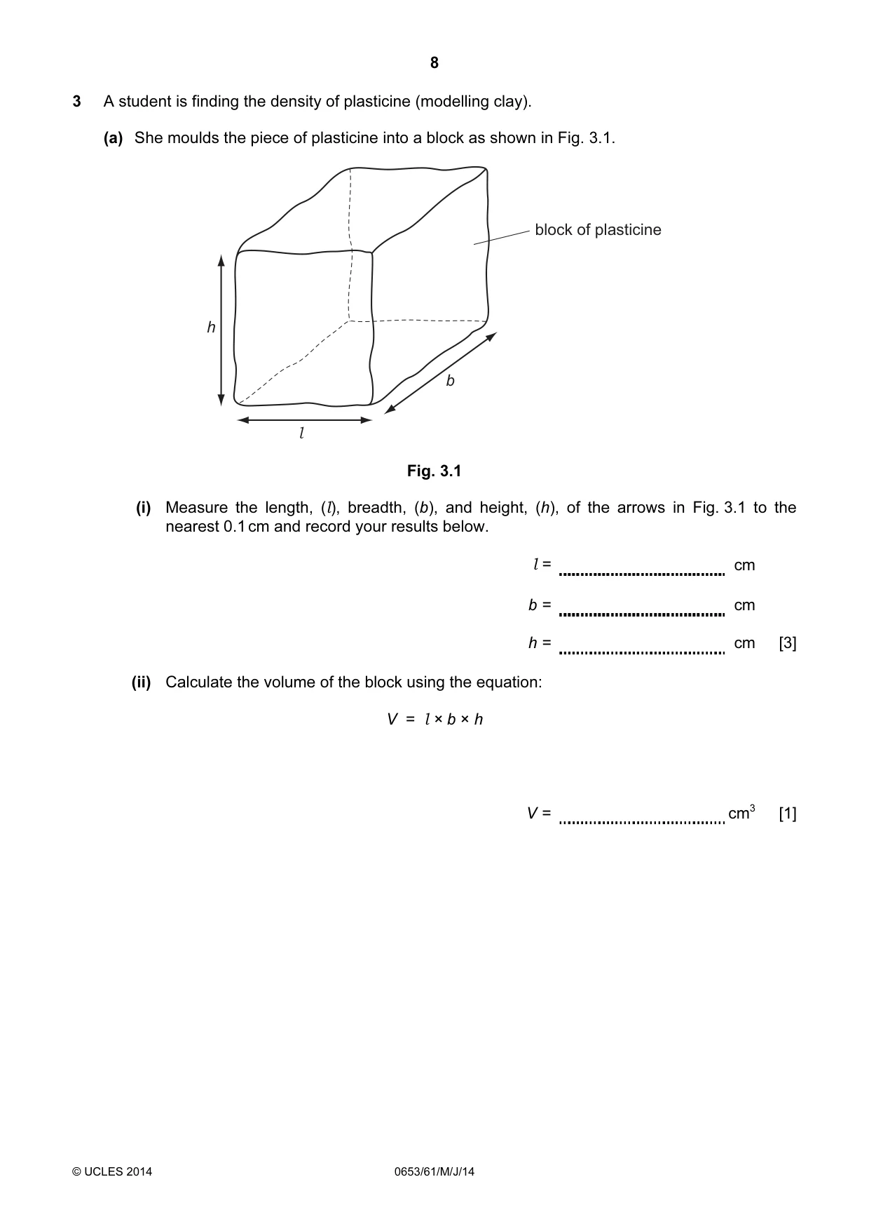 Cambridge IGCSE Science - Combined 0653 2014 May/June Paper 6 · Variant 1 question paper, page 8 of 20