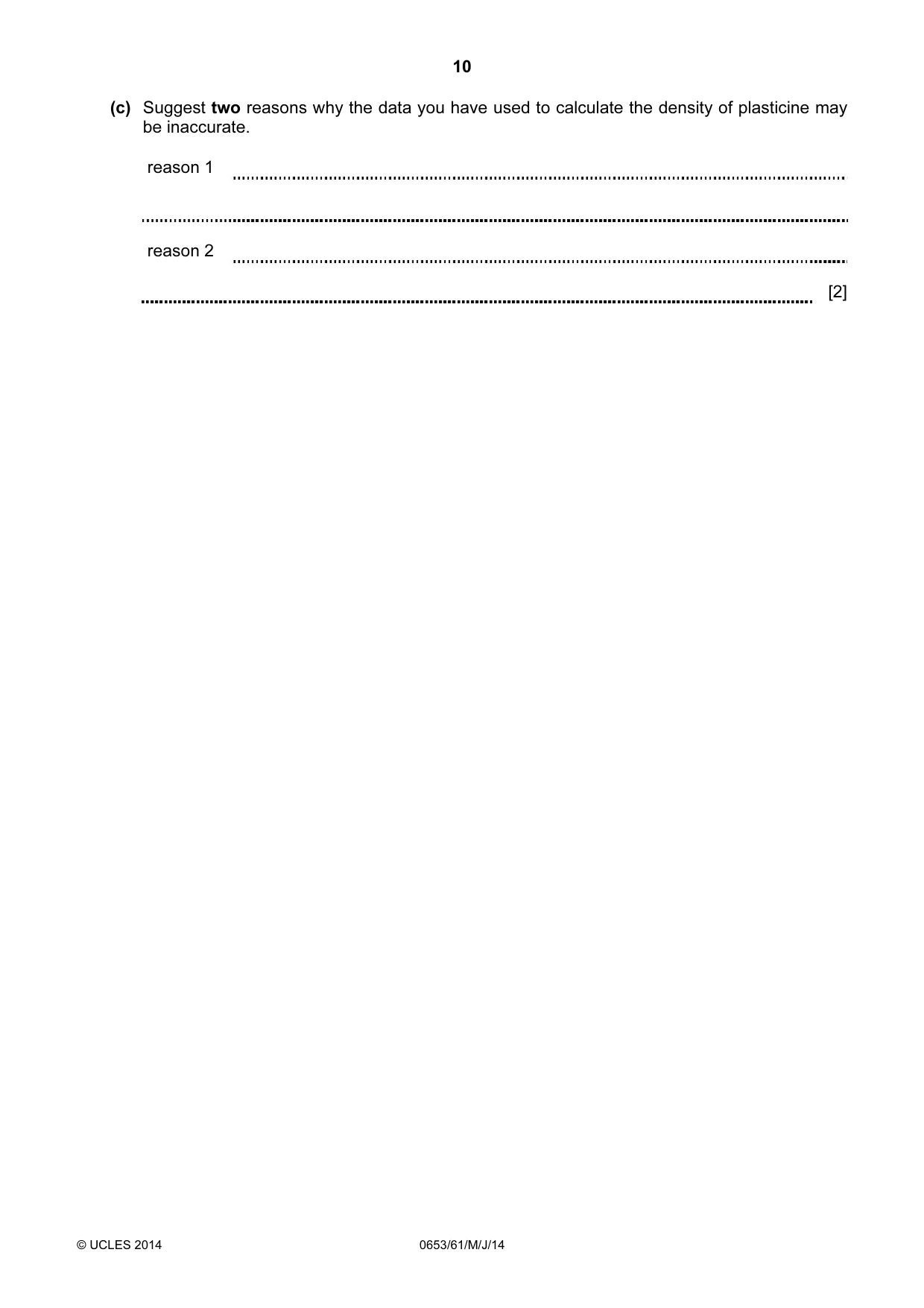 Cambridge IGCSE Science - Combined 0653 2014 May/June Paper 6 · Variant 1 question paper, page 10 of 20