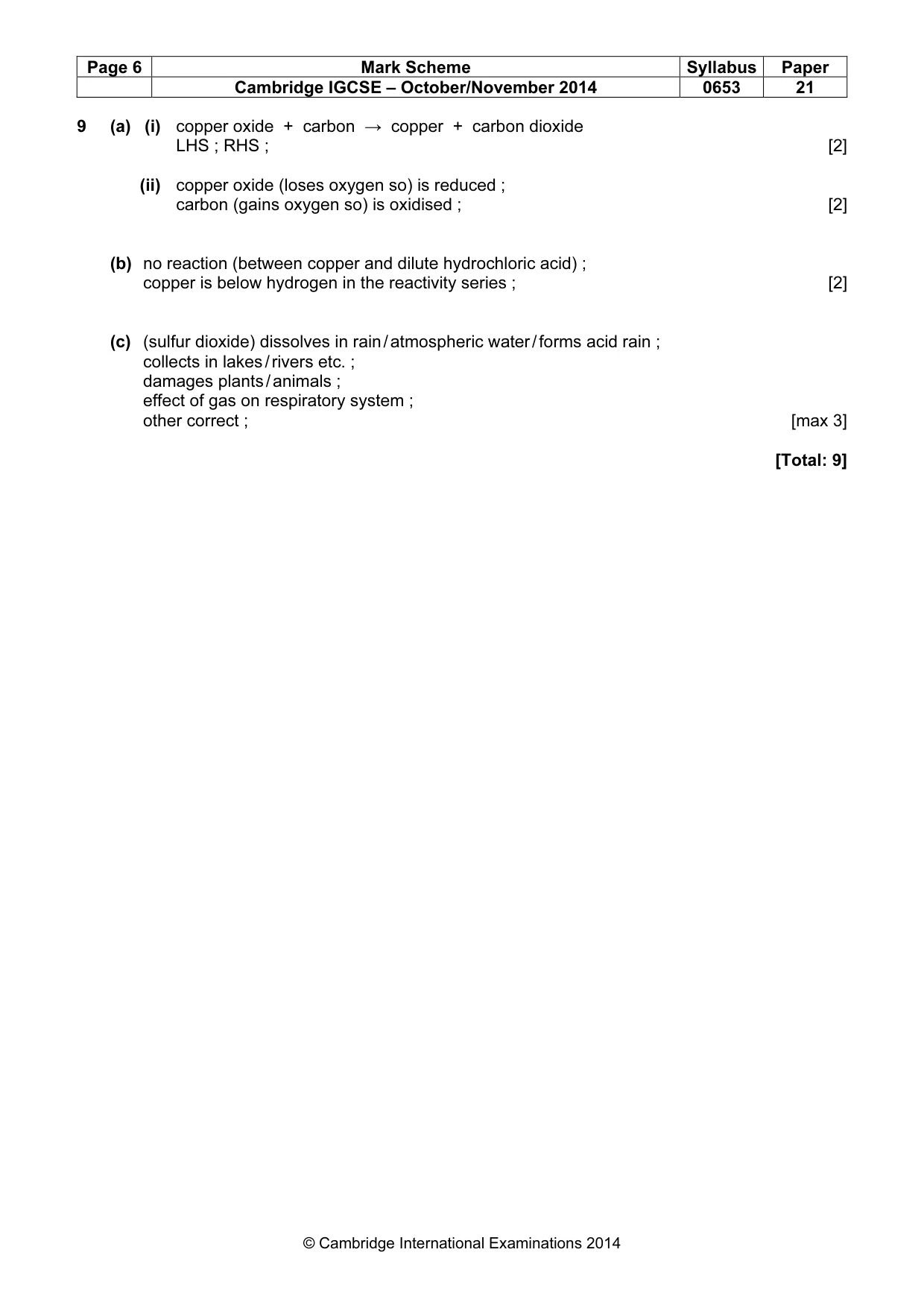 Mark scheme, page 6 of 6