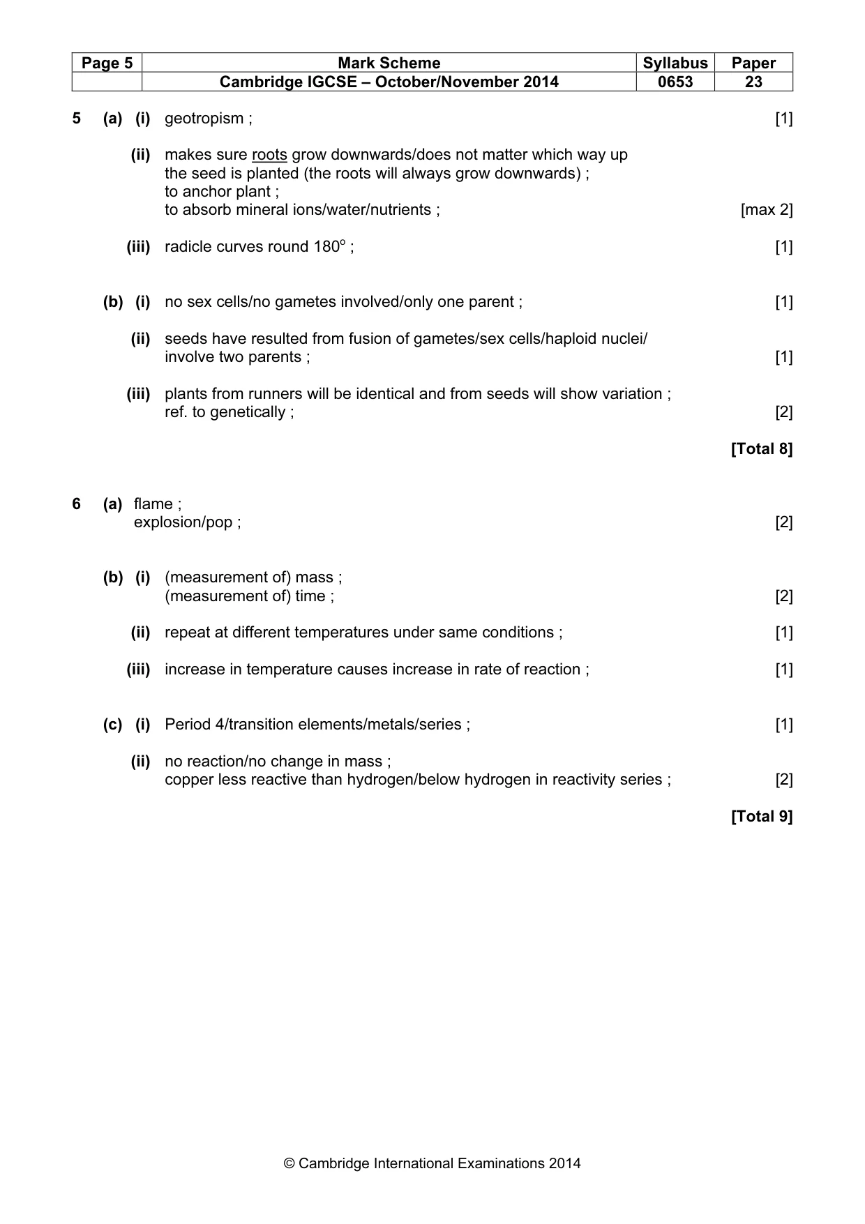Mark scheme, page 5 of 7