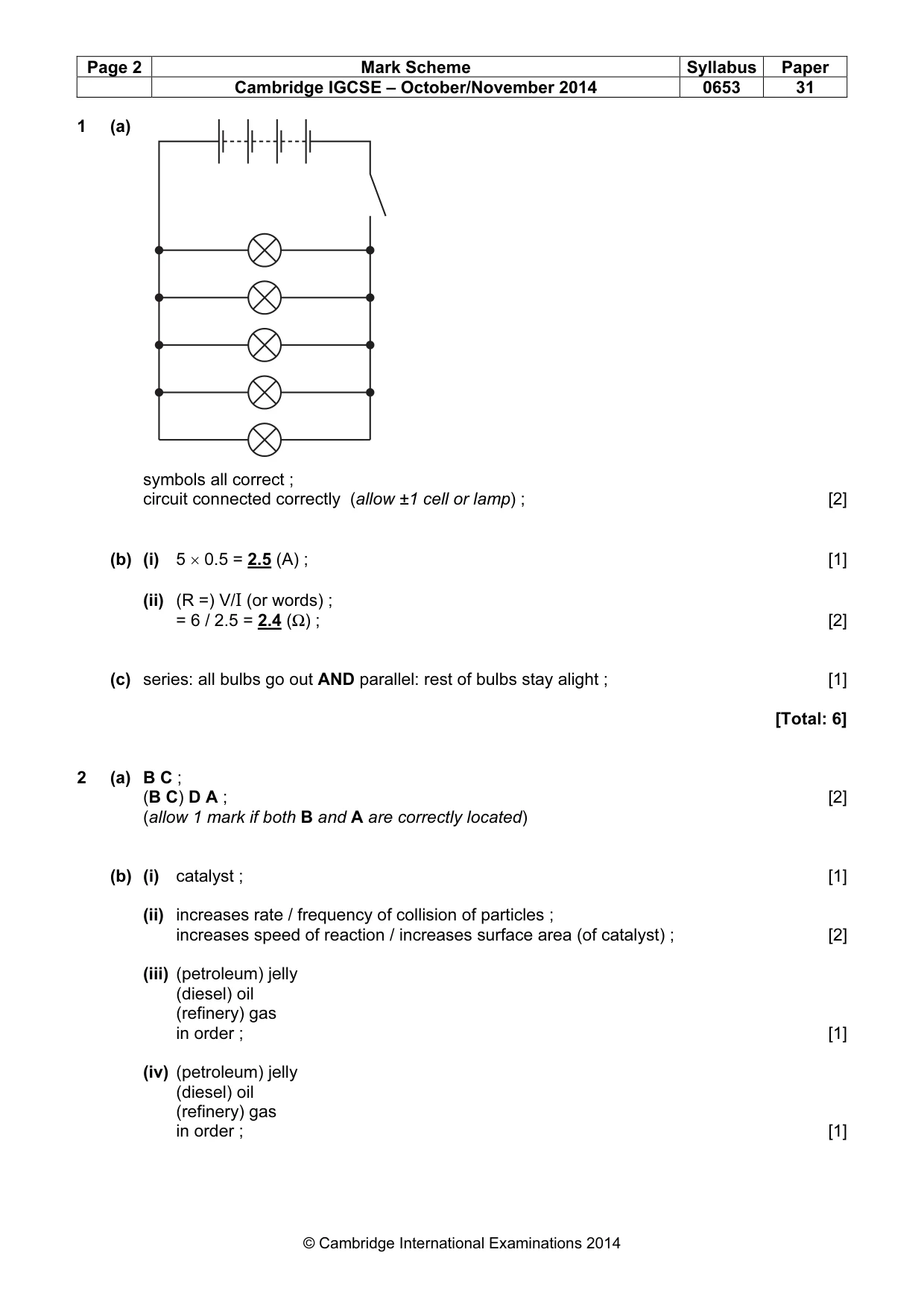 Mark scheme, page 2 of 7