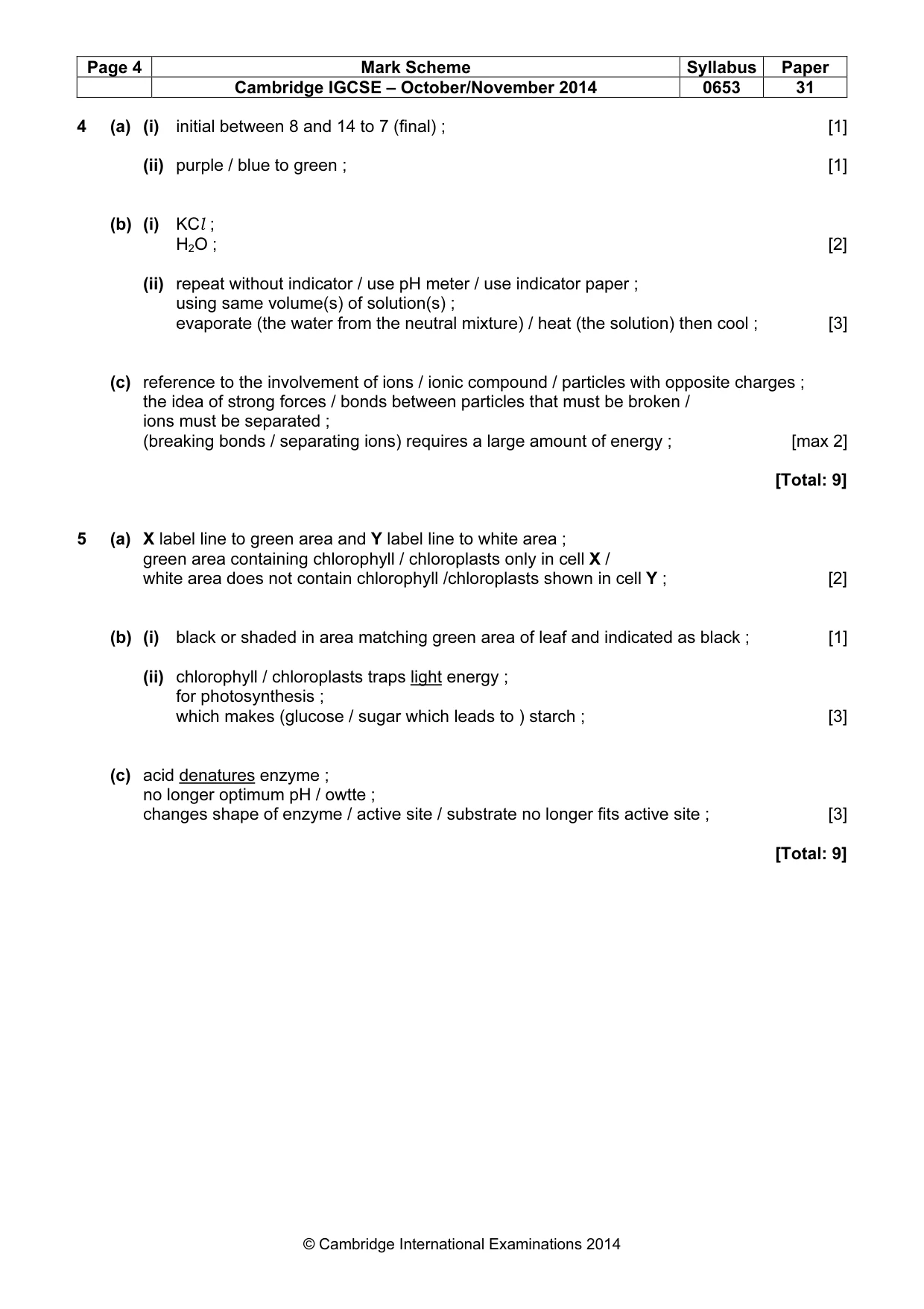 Mark scheme, page 4 of 7