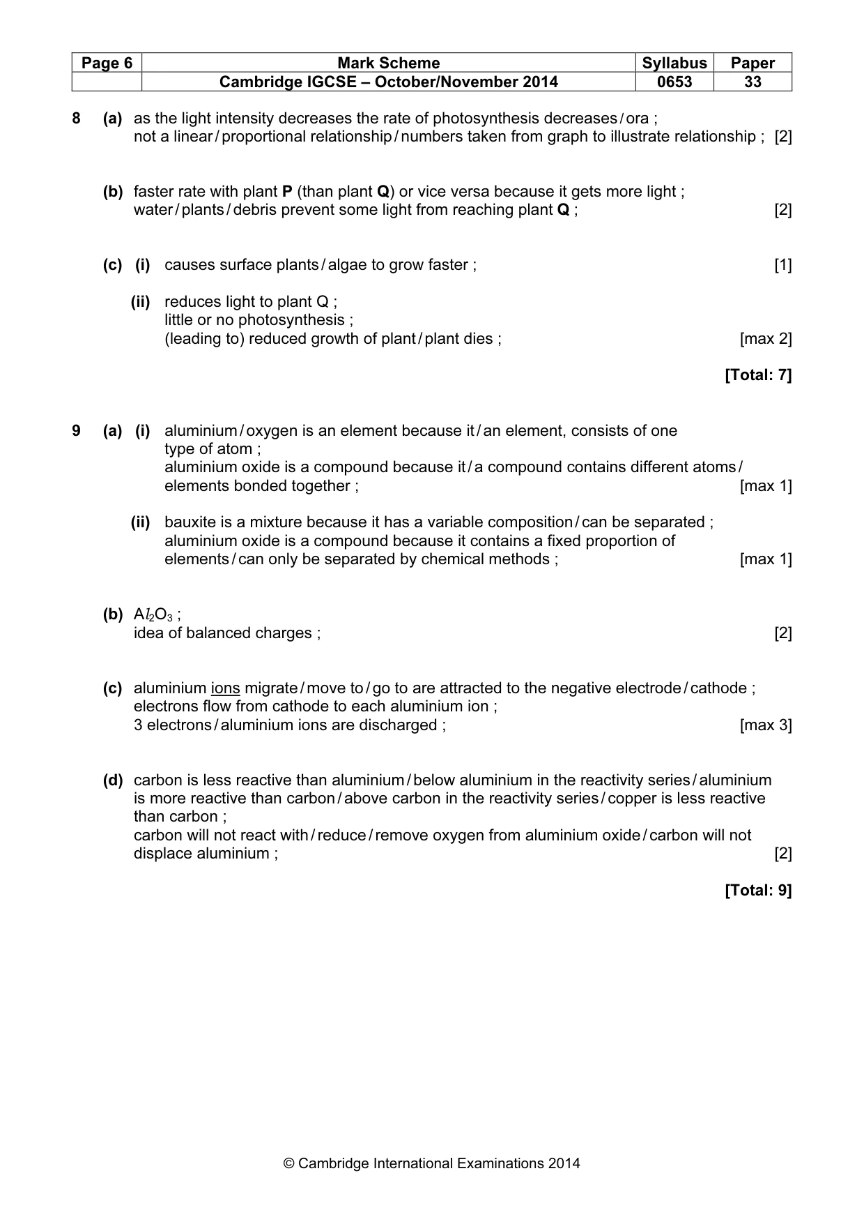 Mark scheme, page 6 of 6