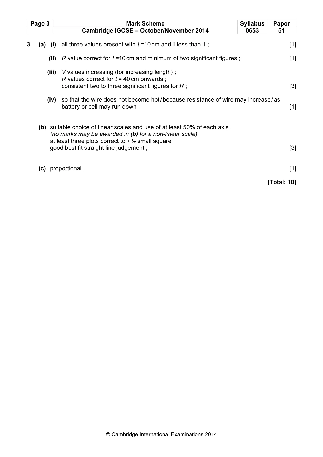 Mark scheme, page 3 of 3