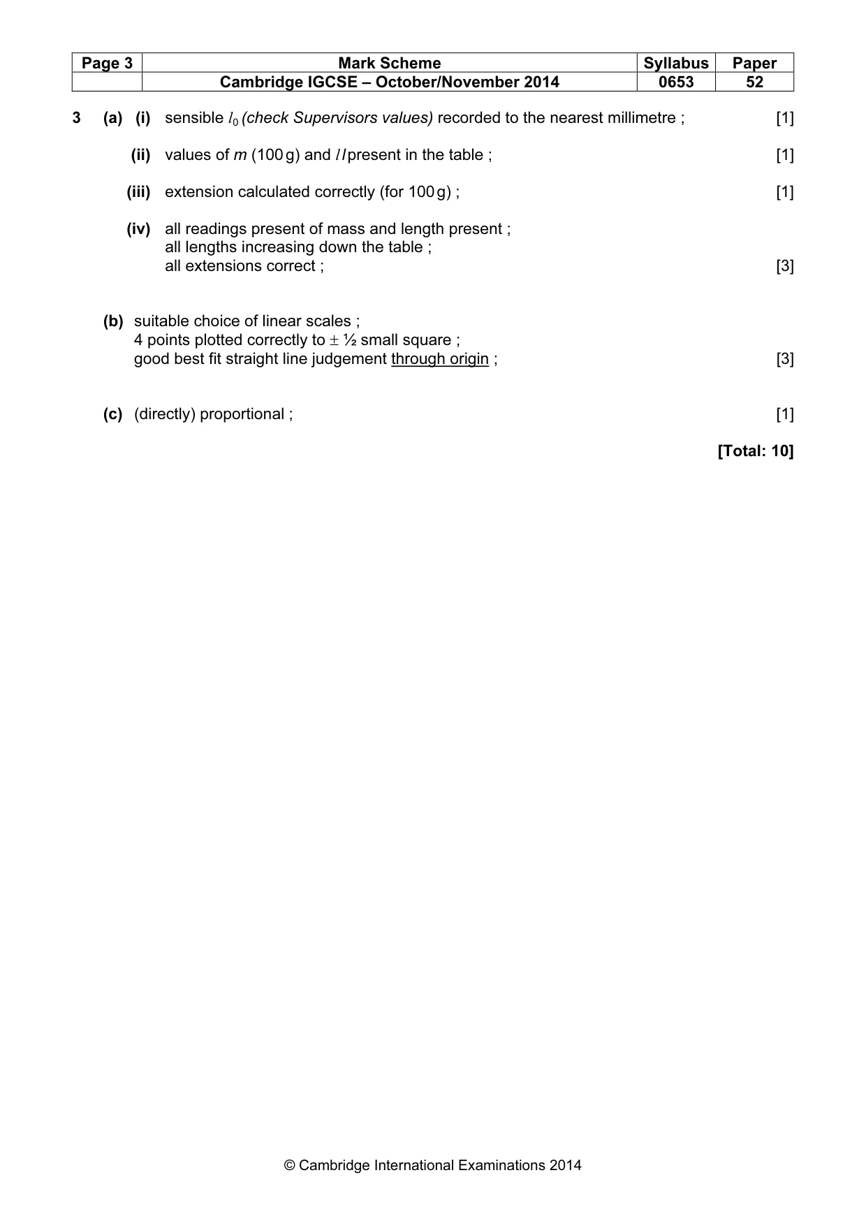 Mark scheme, page 3 of 3