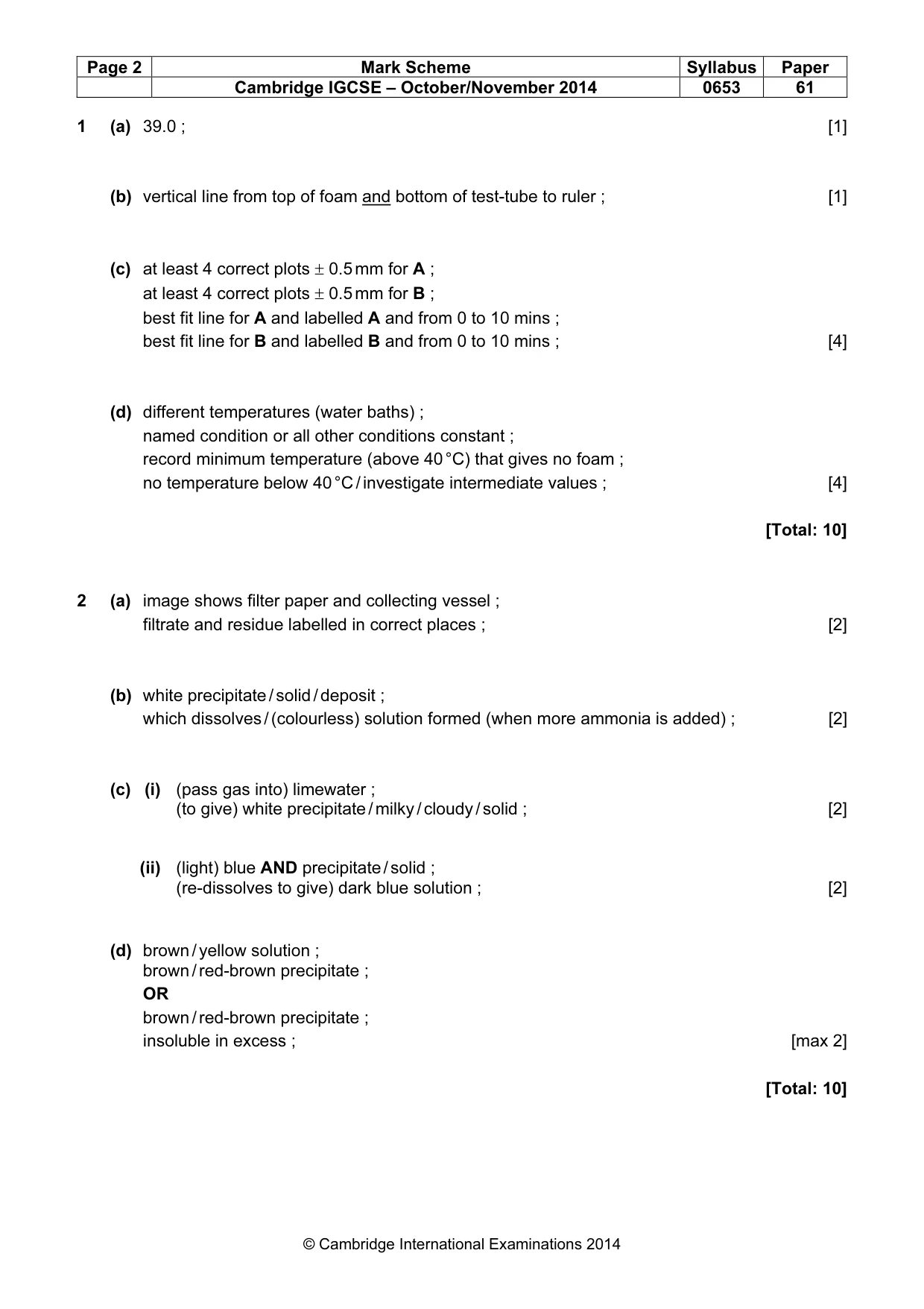 Mark scheme, page 2 of 4