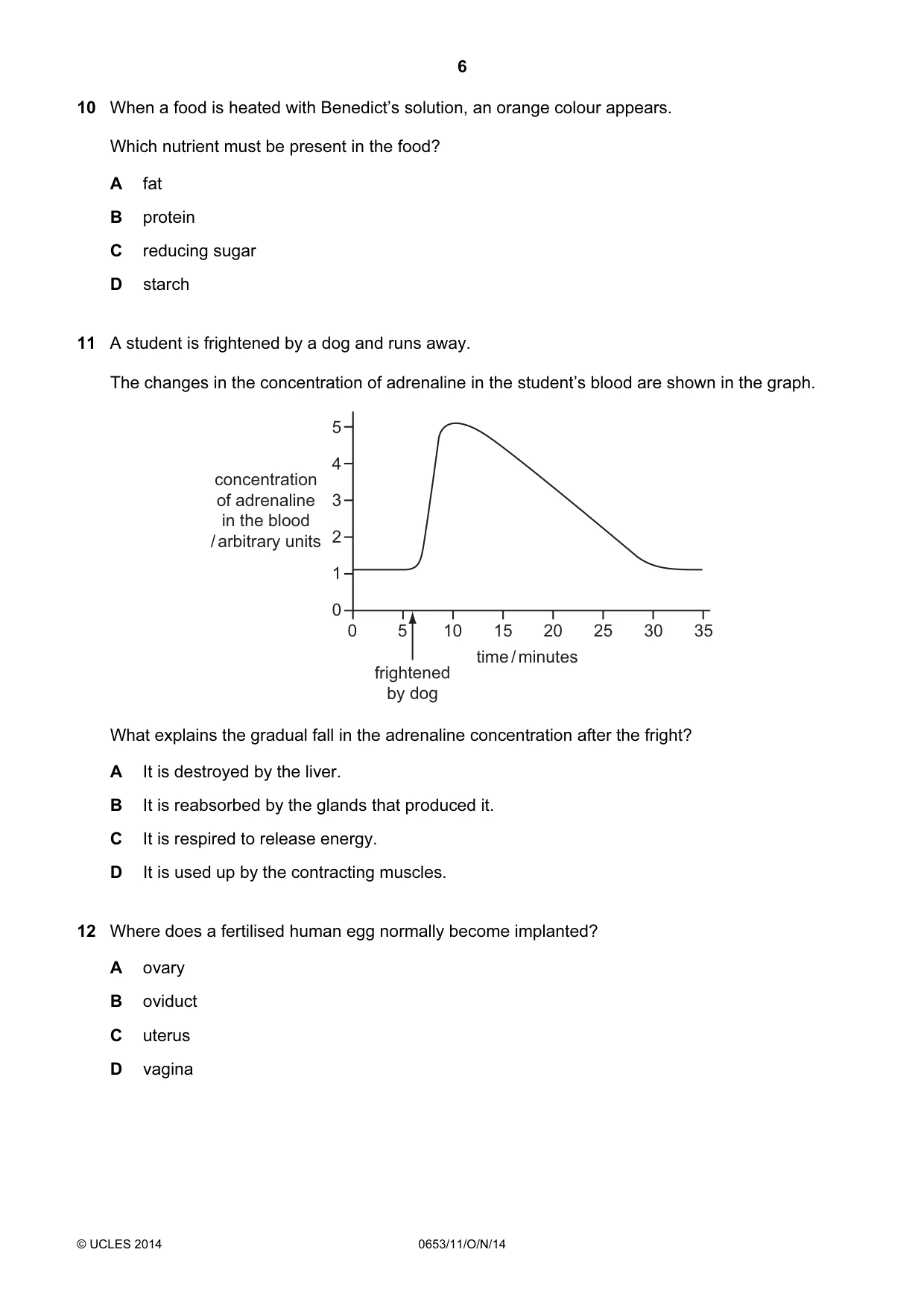 Cambridge IGCSE Science - Combined 0653 2014 Oct/Nov Paper 1 · Variant 1 question paper, page 6 of 20