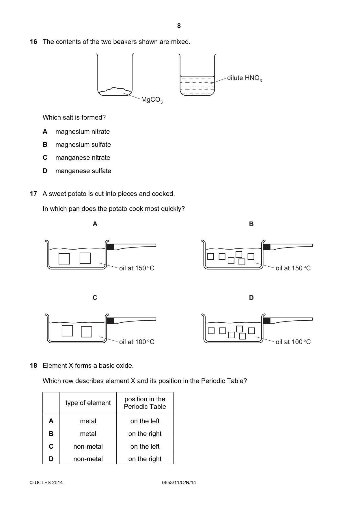 Cambridge IGCSE Science - Combined 0653 2014 Oct/Nov Paper 1 · Variant 1 question paper, page 8 of 20