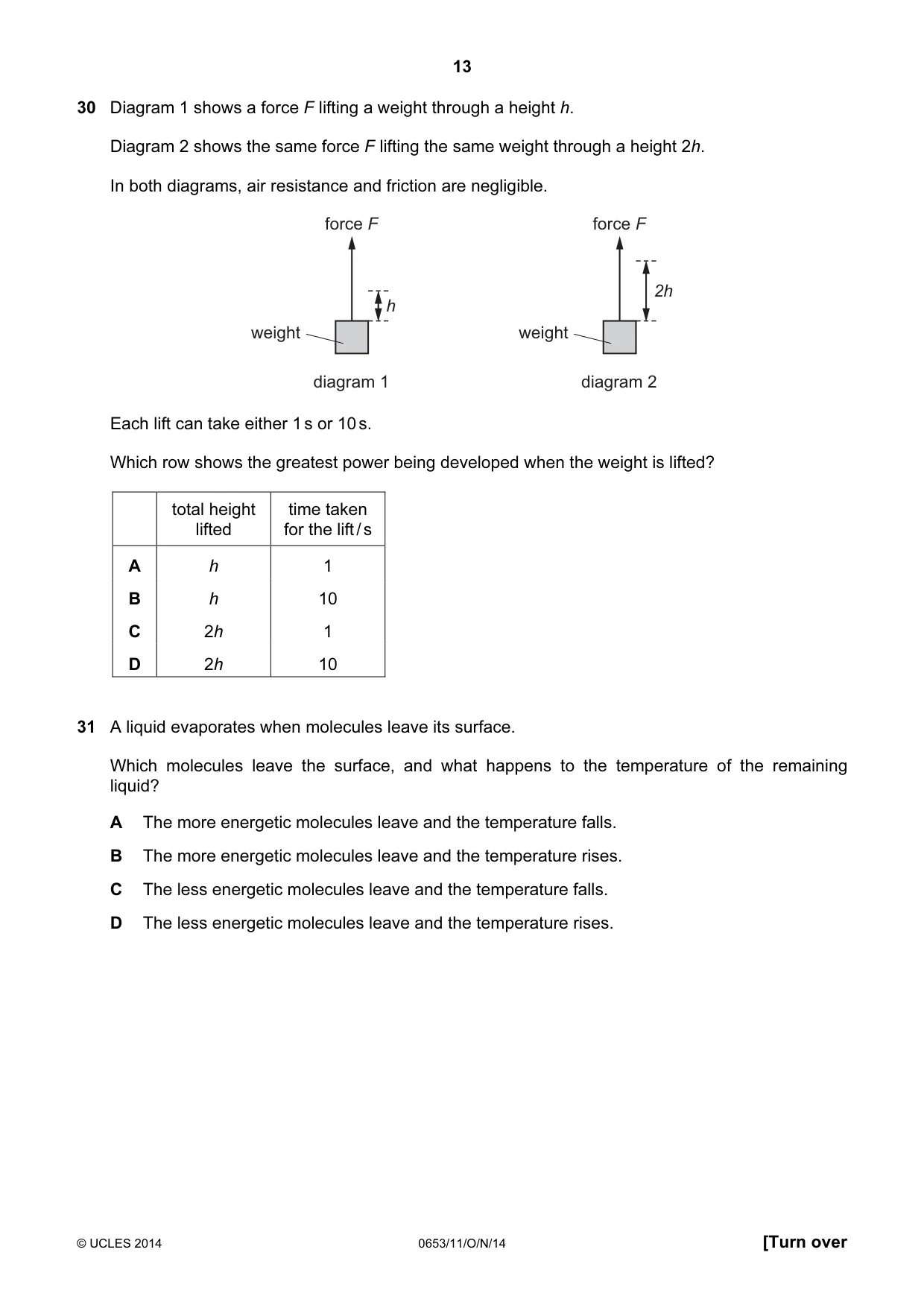 Cambridge IGCSE Science - Combined 0653 2014 Oct/Nov Paper 1 · Variant 1 question paper, page 13 of 20