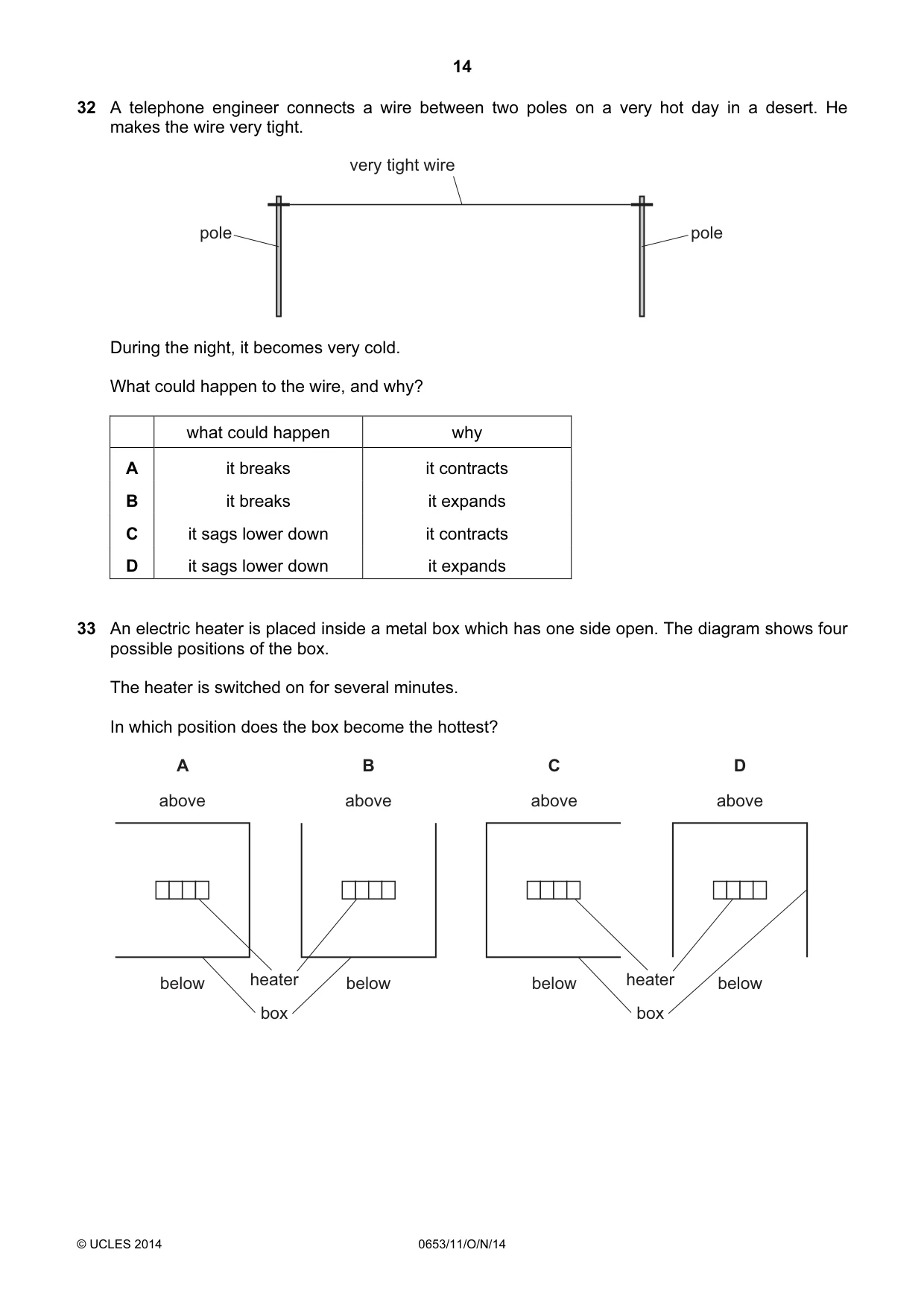 Cambridge IGCSE Science - Combined 0653 2014 Oct/Nov Paper 1 · Variant 1 question paper, page 14 of 20
