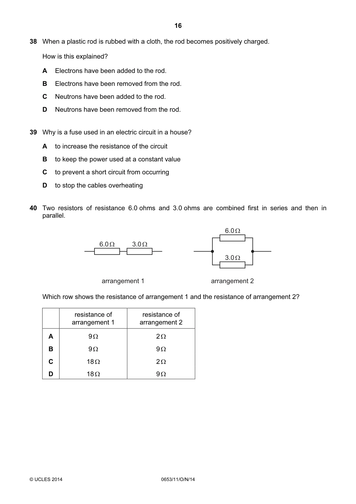 Cambridge IGCSE Science - Combined 0653 2014 Oct/Nov Paper 1 · Variant 1 question paper, page 16 of 20
