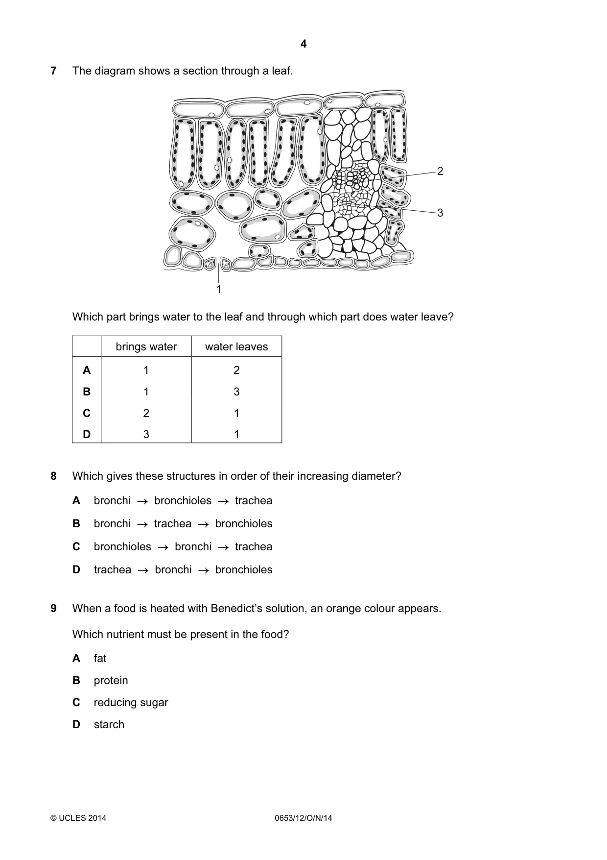 Cambridge IGCSE Science - Combined 0653 2014 Oct/Nov Paper 1 · Variant 2 question paper, page 4 of 20