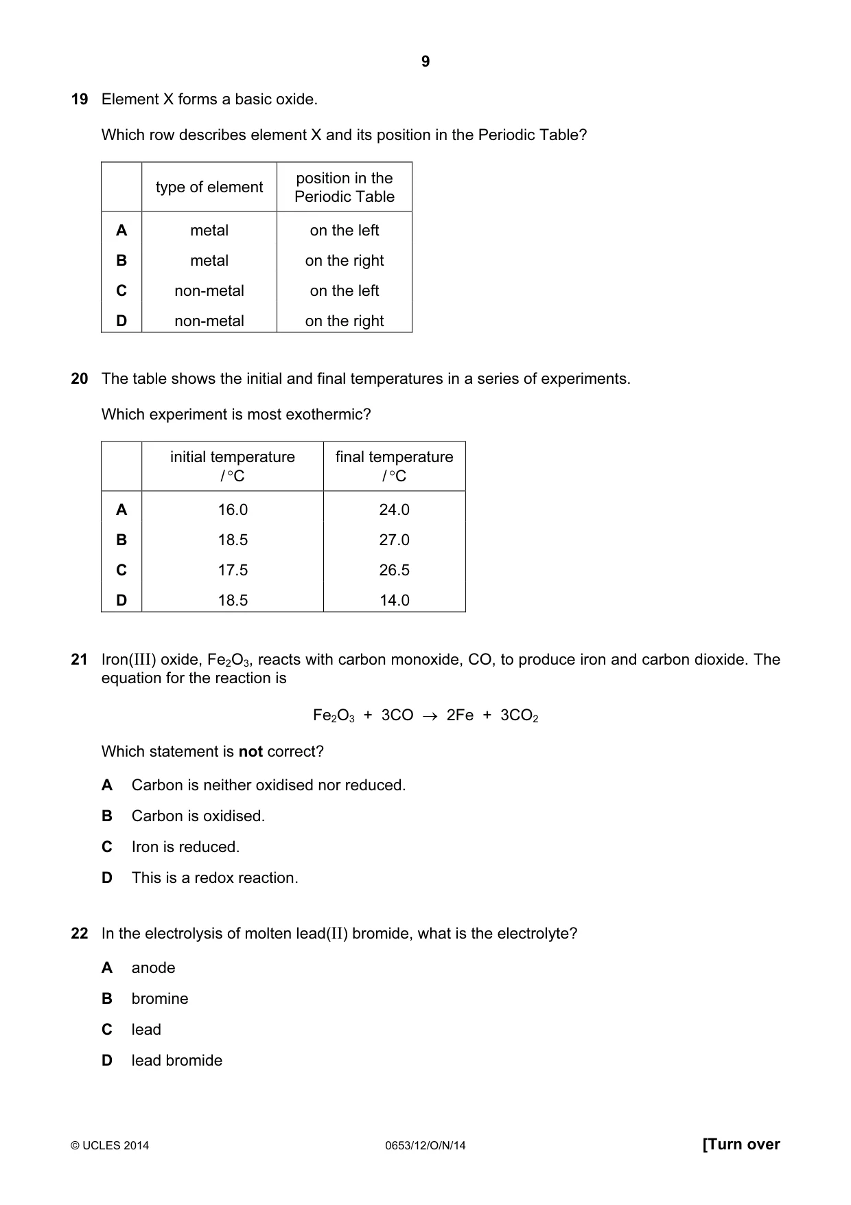 Cambridge IGCSE Science - Combined 0653 2014 Oct/Nov Paper 1 · Variant 2 question paper, page 9 of 20
