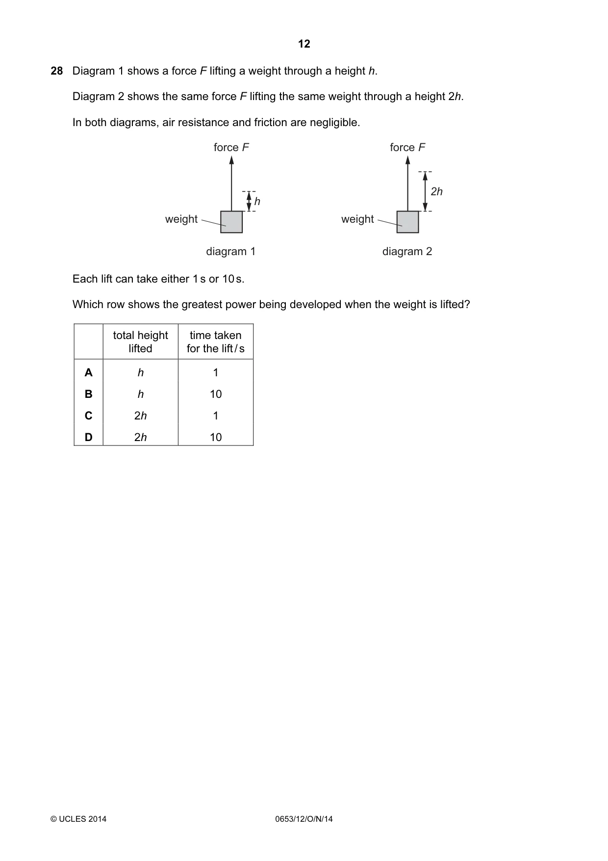 Cambridge IGCSE Science - Combined 0653 2014 Oct/Nov Paper 1 · Variant 2 question paper, page 12 of 20