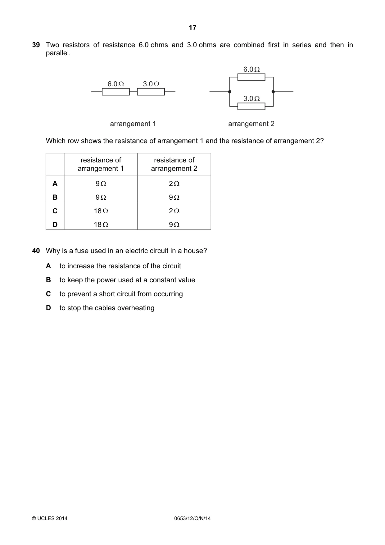 Cambridge IGCSE Science - Combined 0653 2014 Oct/Nov Paper 1 · Variant 2 question paper, page 17 of 20