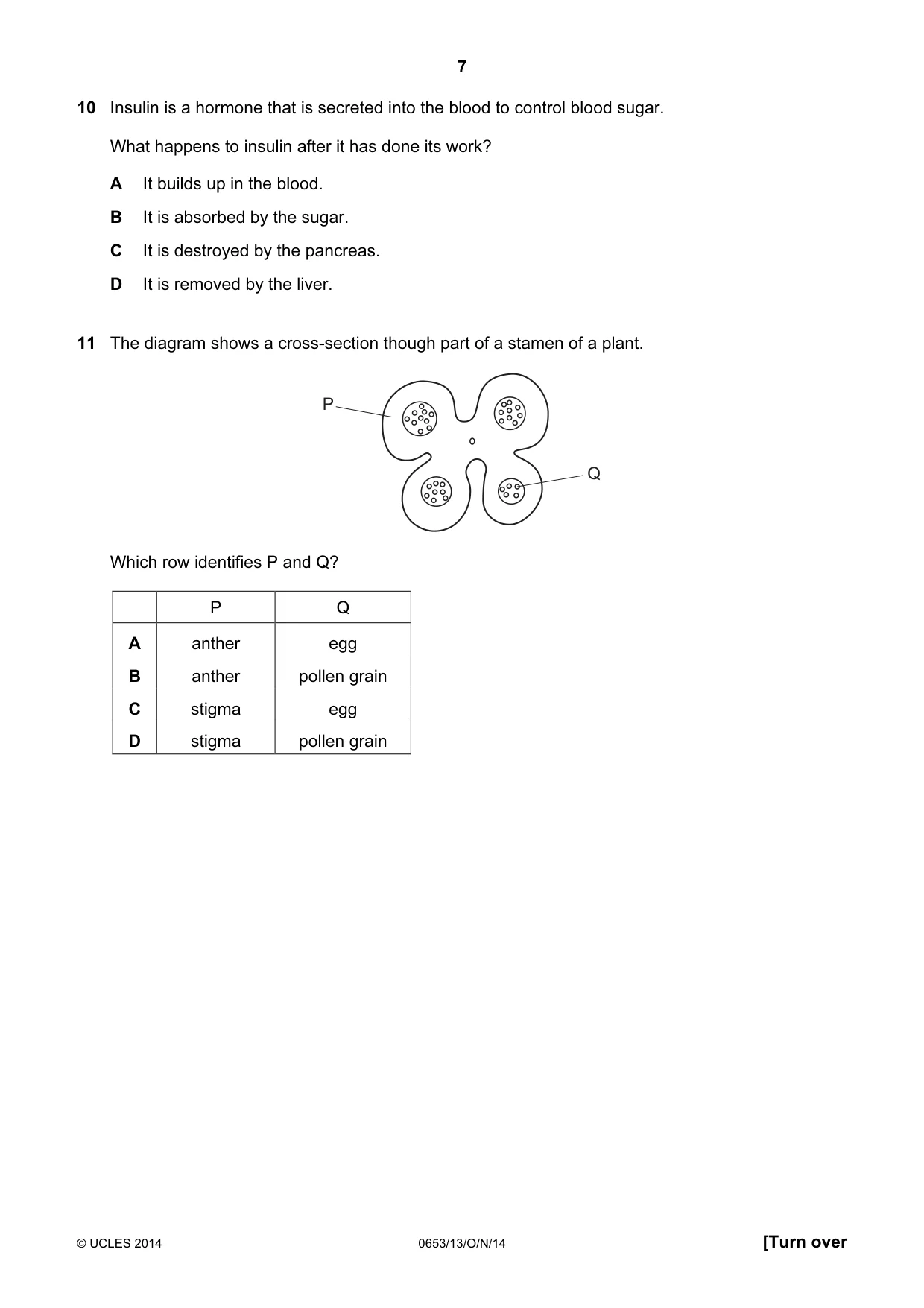 Cambridge IGCSE Science - Combined 0653 2014 Oct/Nov Paper 1 · Variant 3 question paper, page 7 of 20